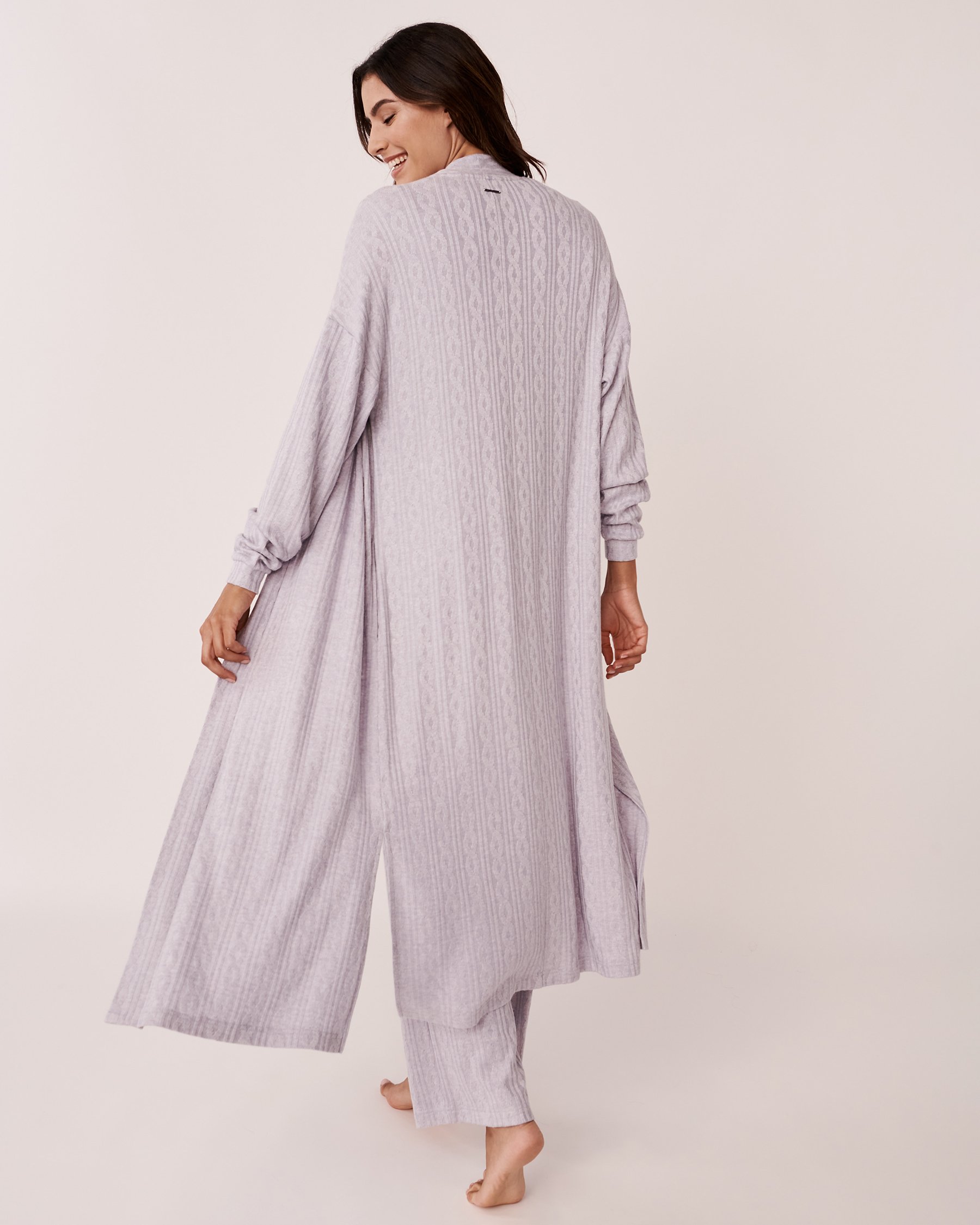 LA VIE EN ROSE Cable Knit Long Cardigan Rich grey 50500006 - View2