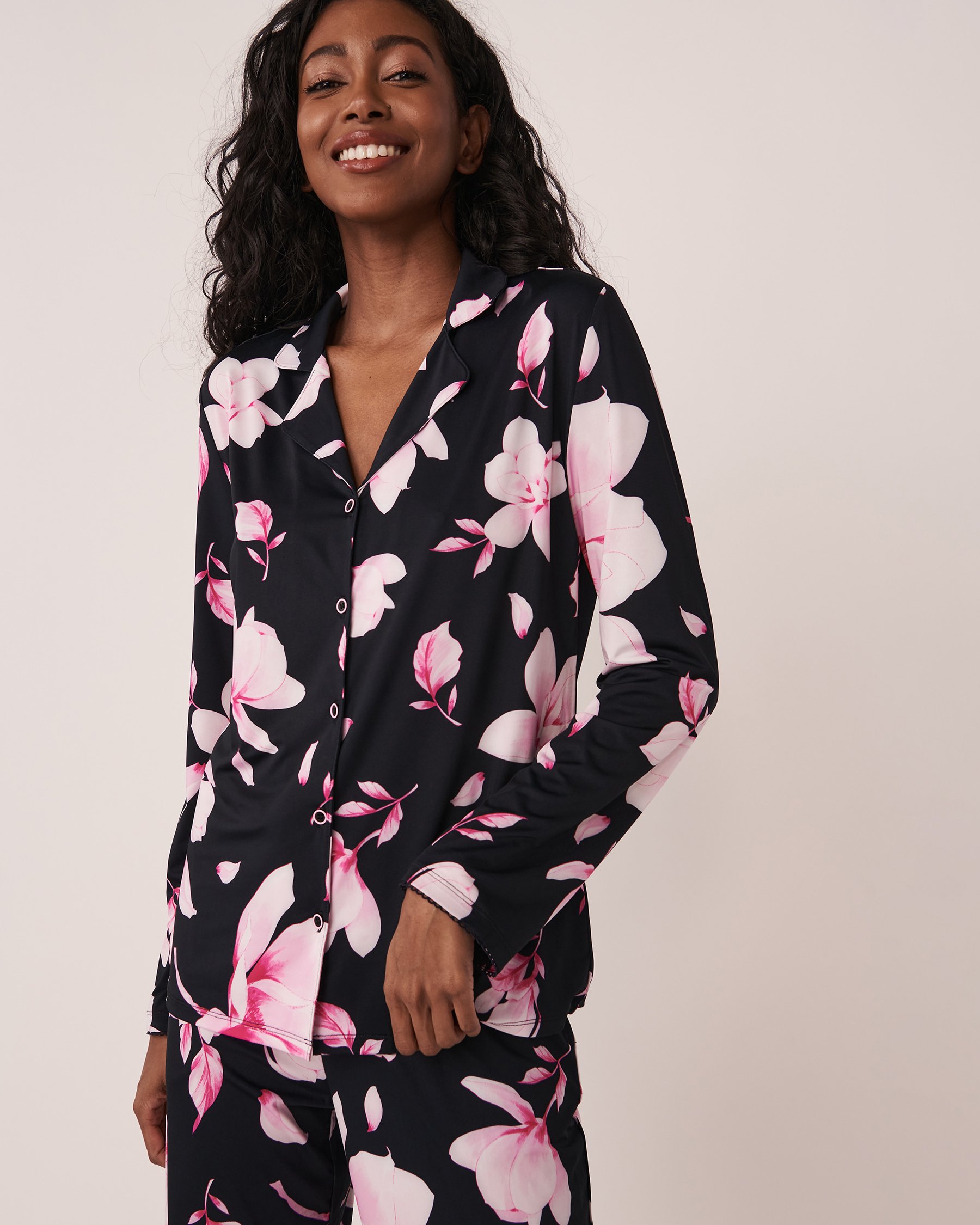 LA VIE EN ROSE Recycled Fibers Floral Button-down Shirt Romantic magnolias 60100049 - View3