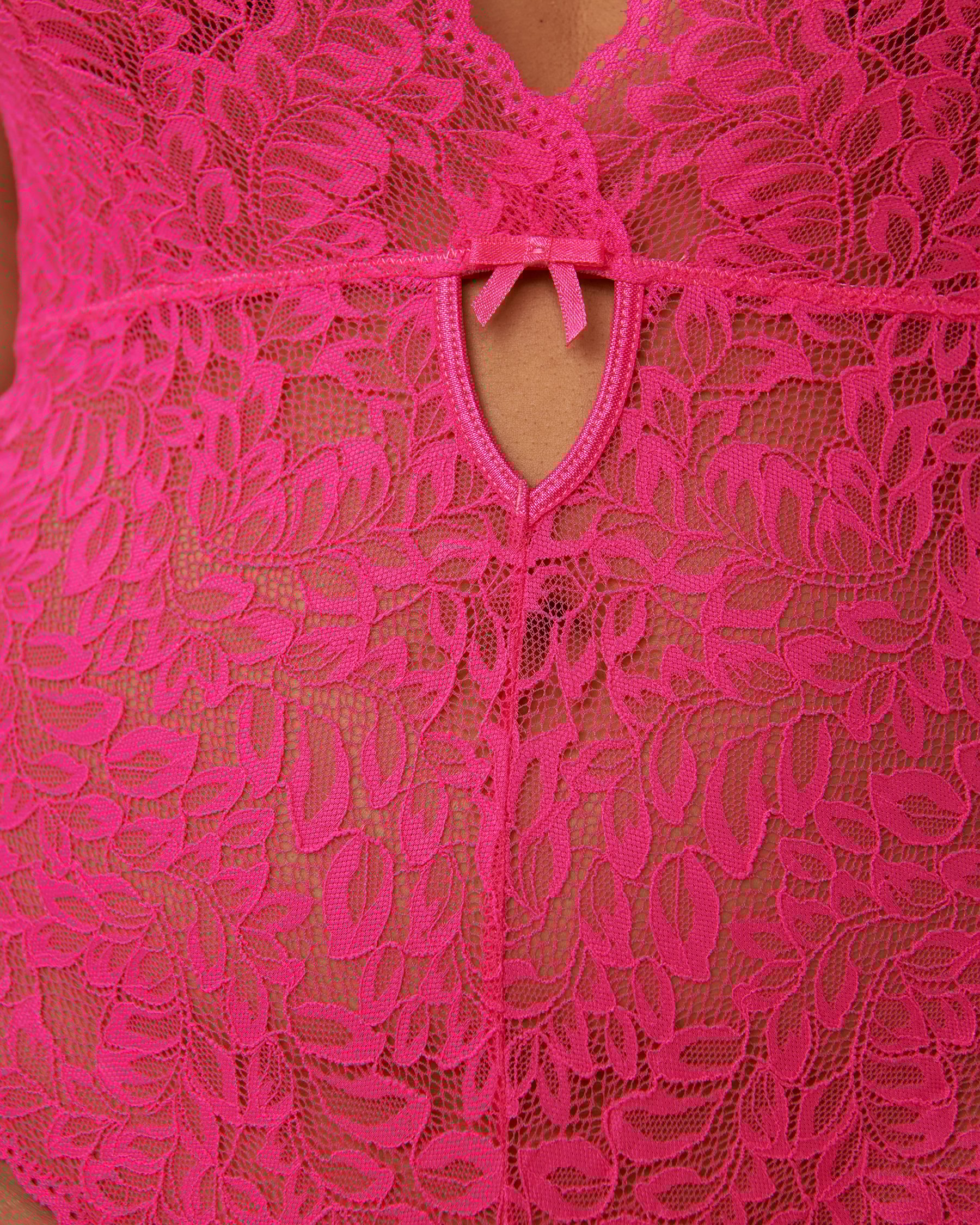 LA VIE EN ROSE Tie Back Lace Teddy Bright fuchsia 60300051 - View6