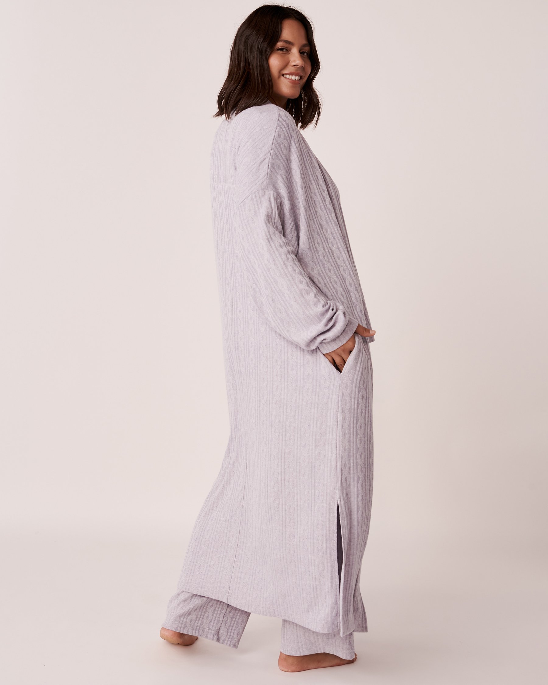 LA VIE EN ROSE Cardigan long en tricot texture câble Gris riche 50500006 - View5