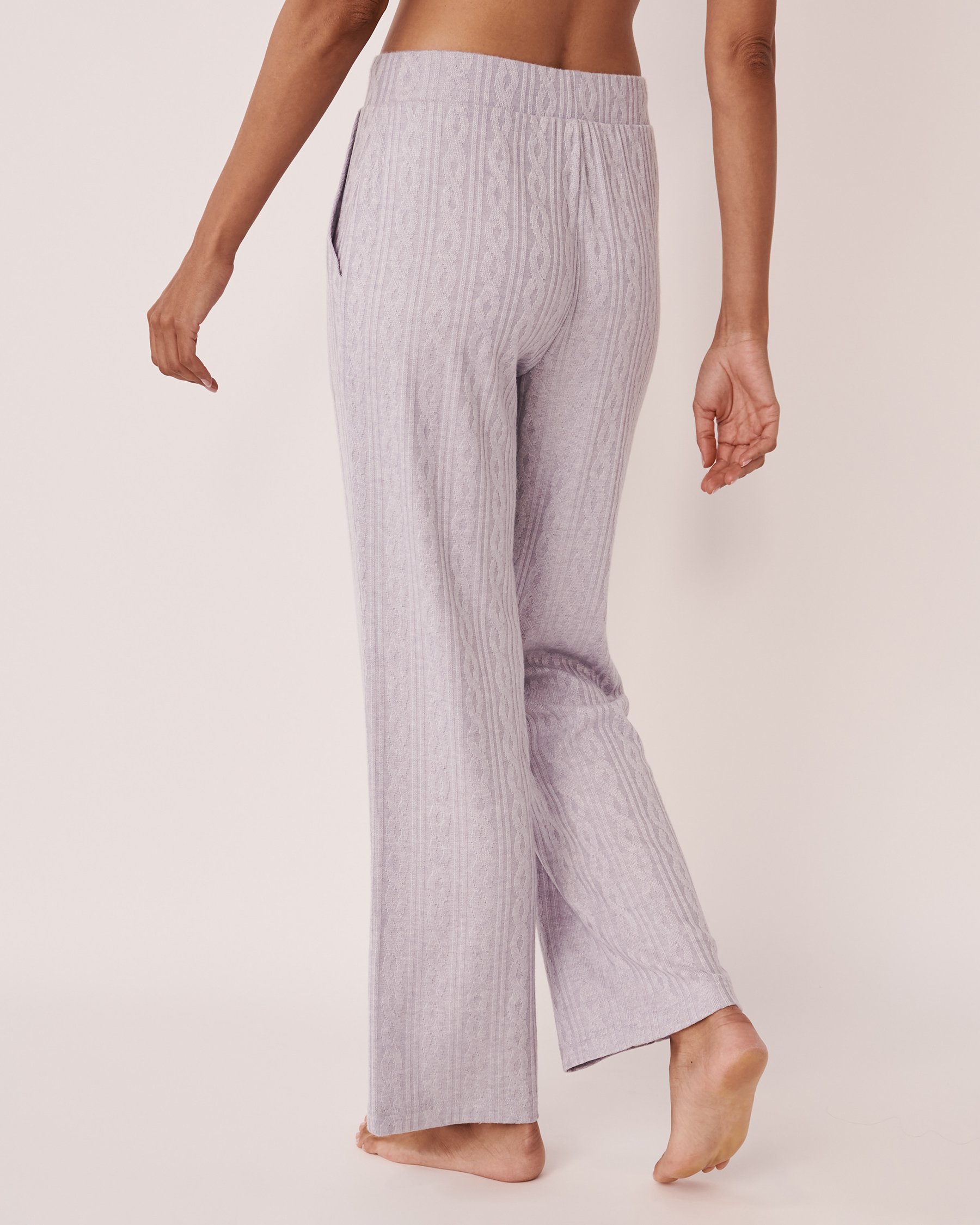 LA VIE EN ROSE Pantalon jambe large en tricot texture câble Gris riche 50200049 - View2