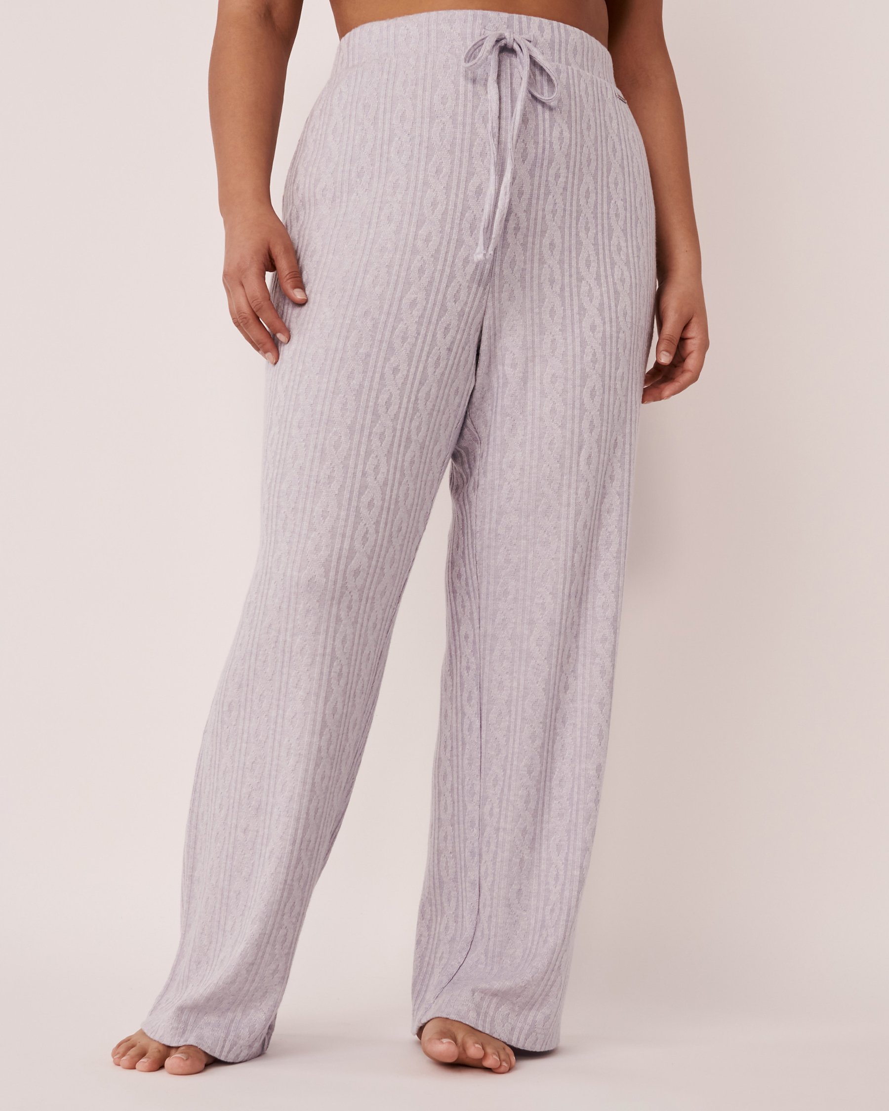 LA VIE EN ROSE Pantalon jambe large en tricot texture câble Gris riche 50200049 - View3