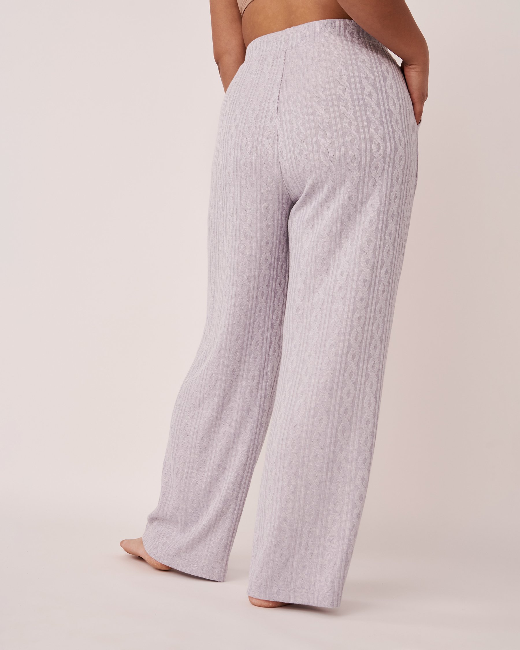 LA VIE EN ROSE Pantalon jambe large en tricot texture câble Gris riche 50200049 - View4