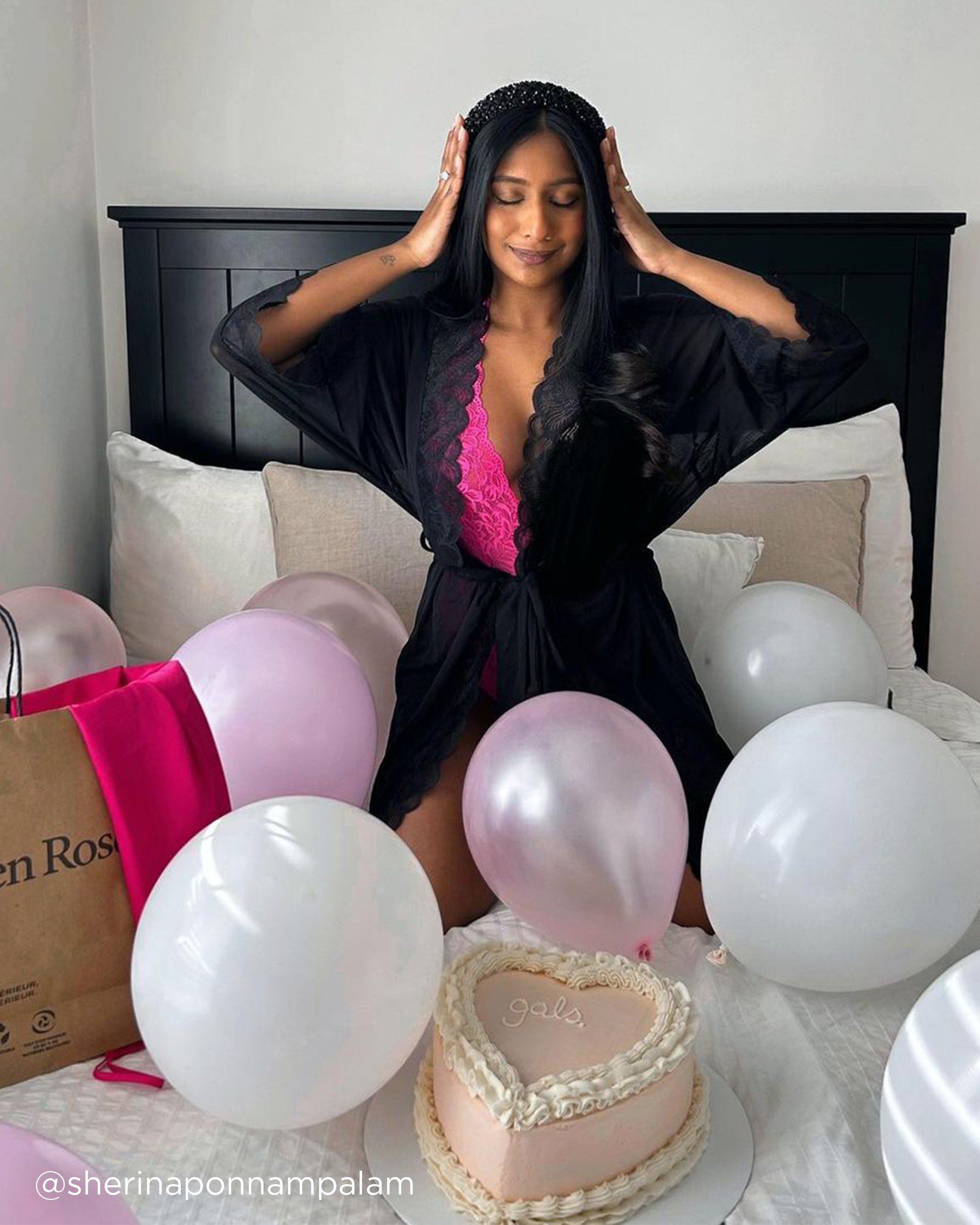 LA VIE EN ROSE Combiné en dentelle noué au dos Fuchsia éclatant 60300051 - View11