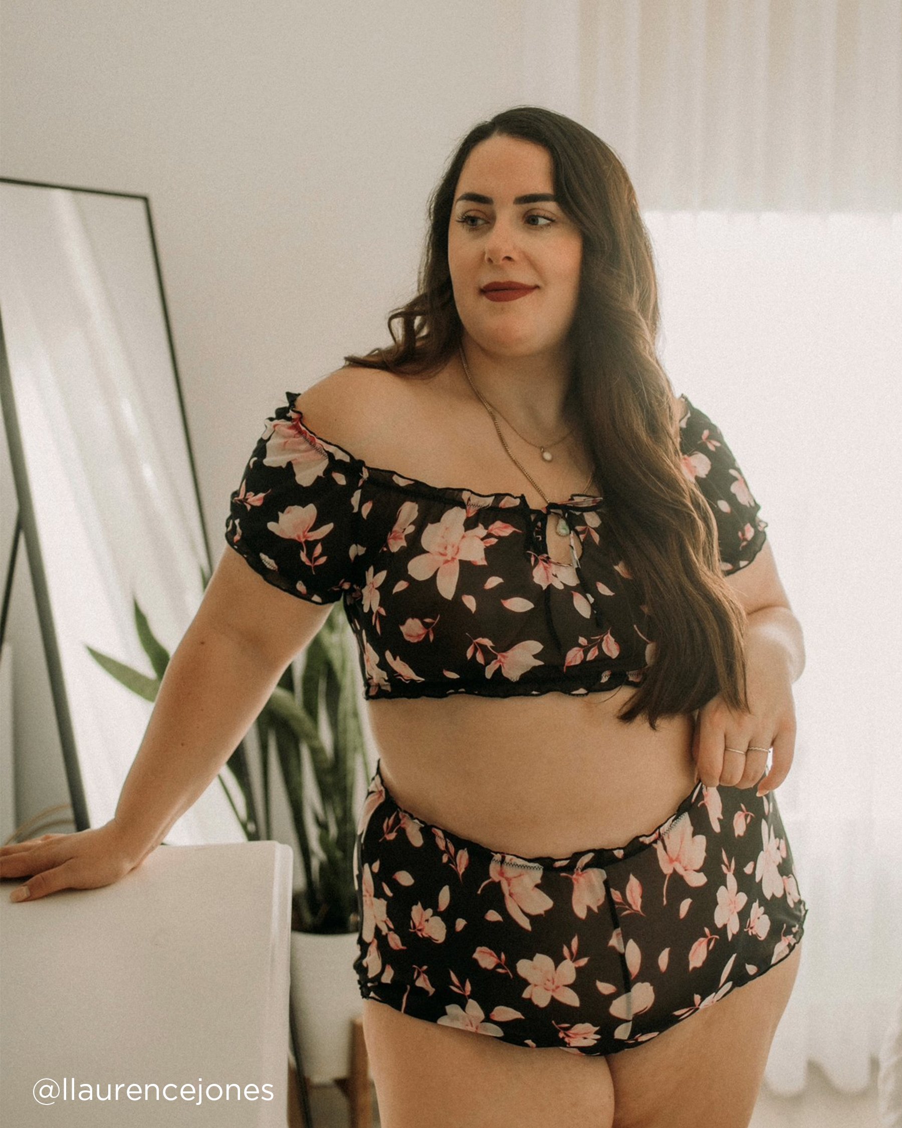 LA VIE EN ROSE Ensemble 2 pièces fleuri en résille Magnolias romantiques 60400019 - View8