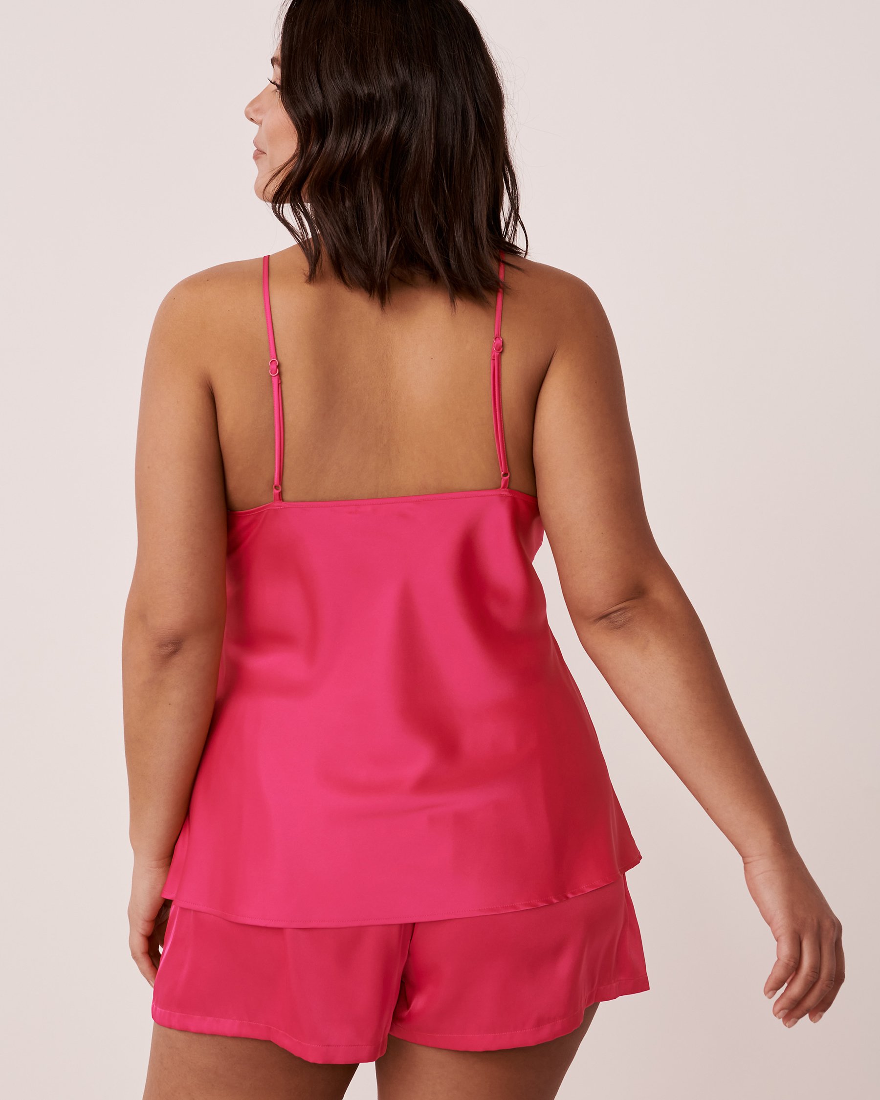 LA VIE EN ROSE Camisole en satin Fuchsia éclatant 60100046 - Voir2