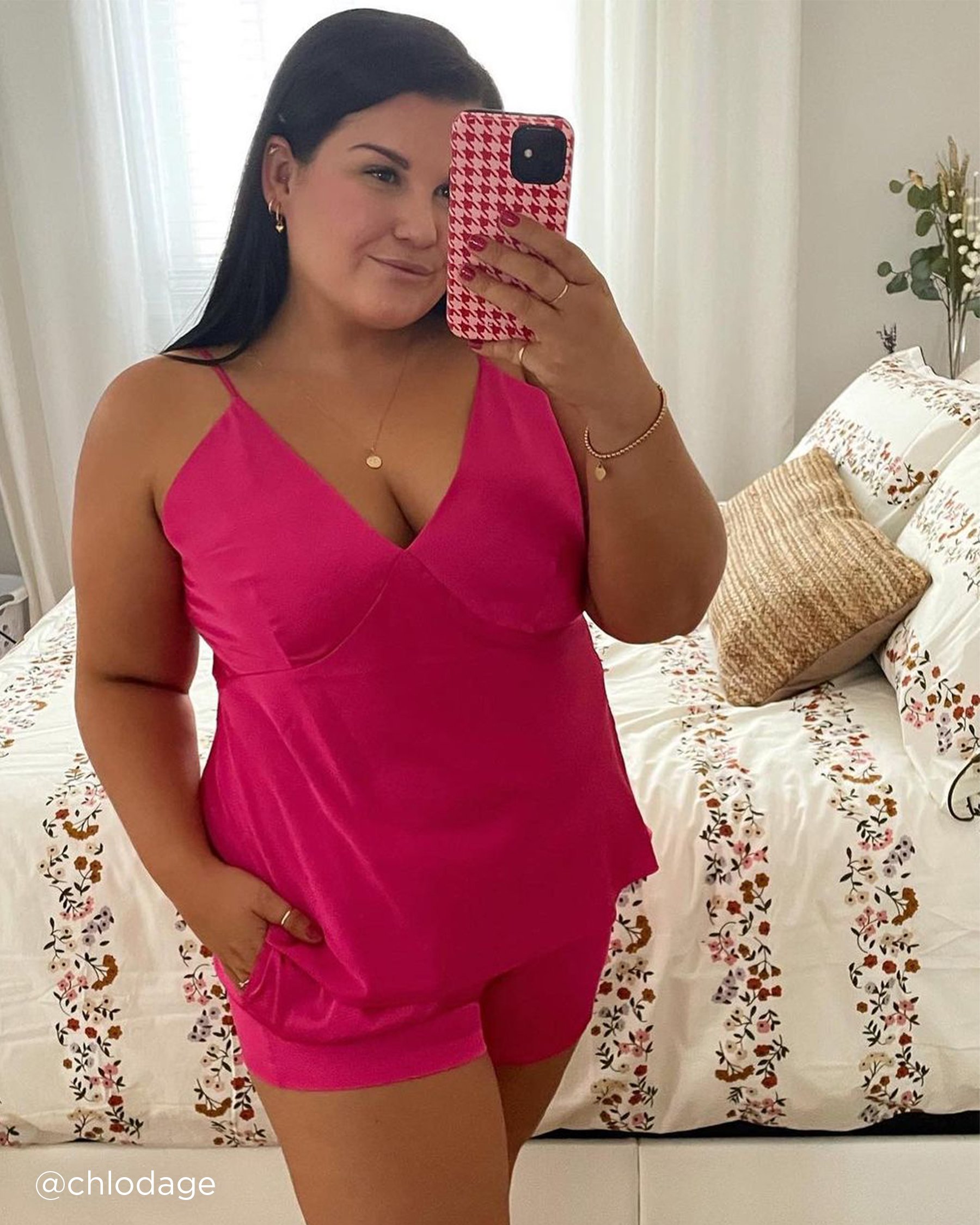 LA VIE EN ROSE Camisole en satin Fuchsia éclatant 60100046 - Voir10