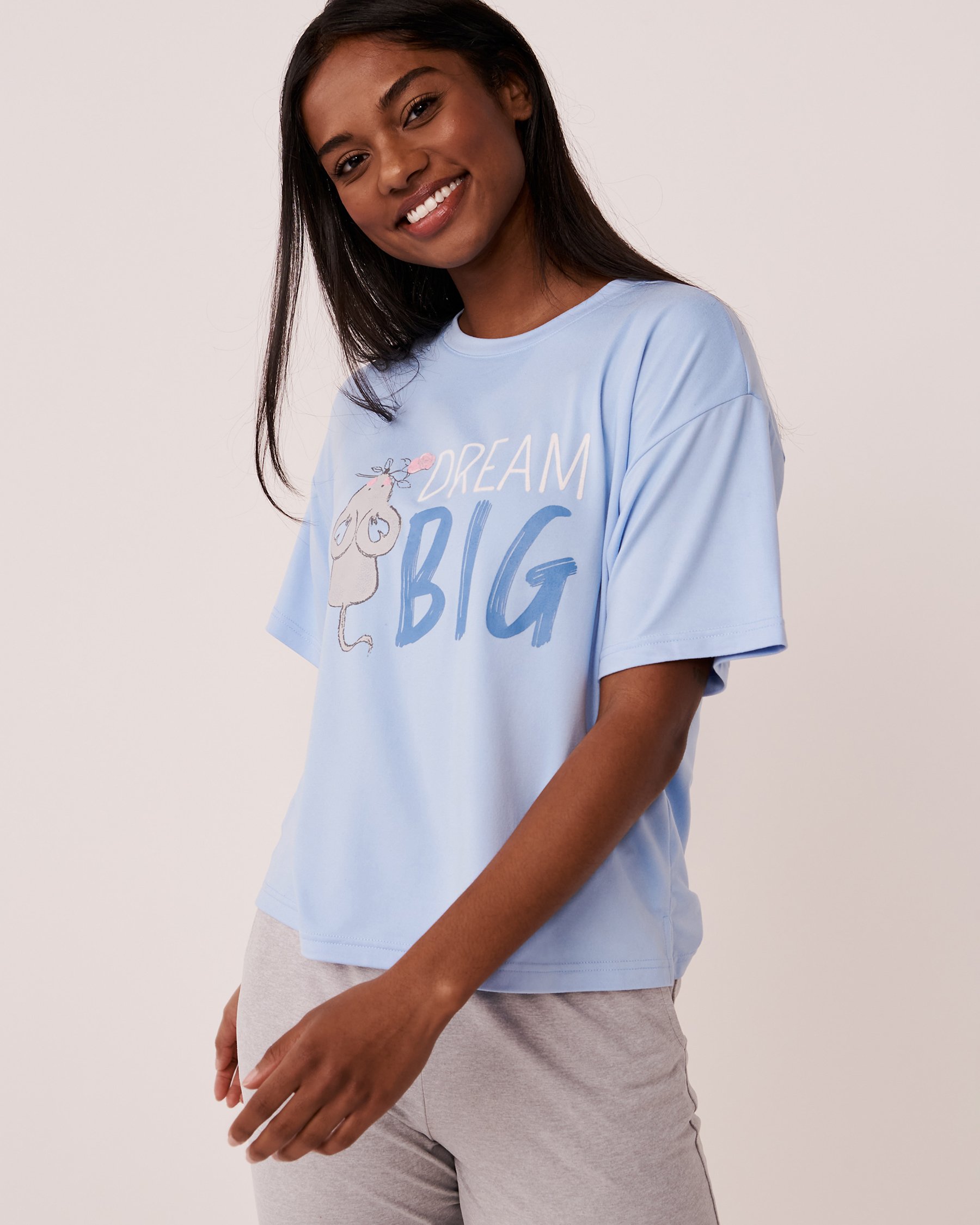 LA VIE EN ROSE T-shirt ultra doux col rond Bleu profond 40100387 - Voir1