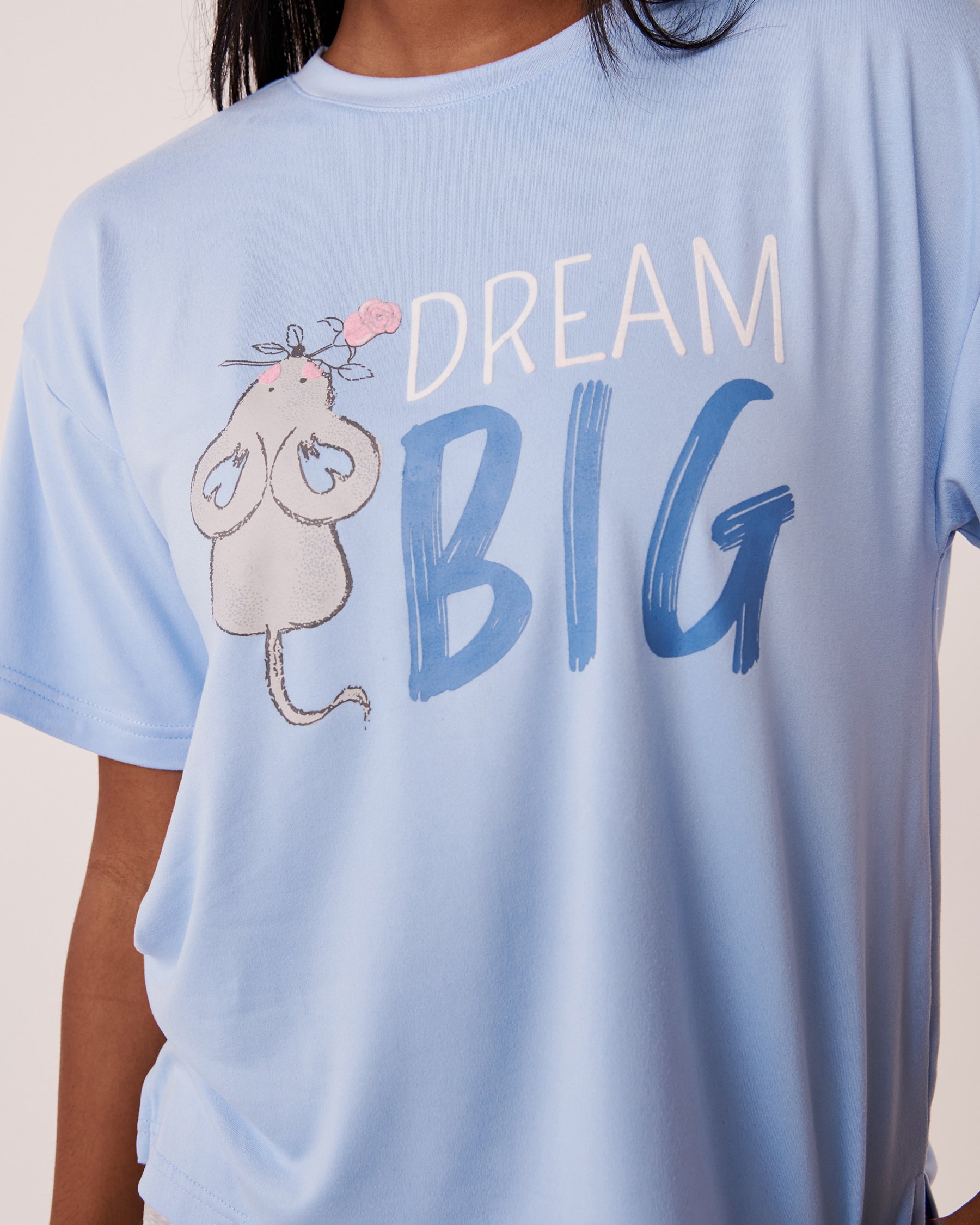 LA VIE EN ROSE T-shirt ultra doux col rond Bleu profond 40100387 - Voir3
