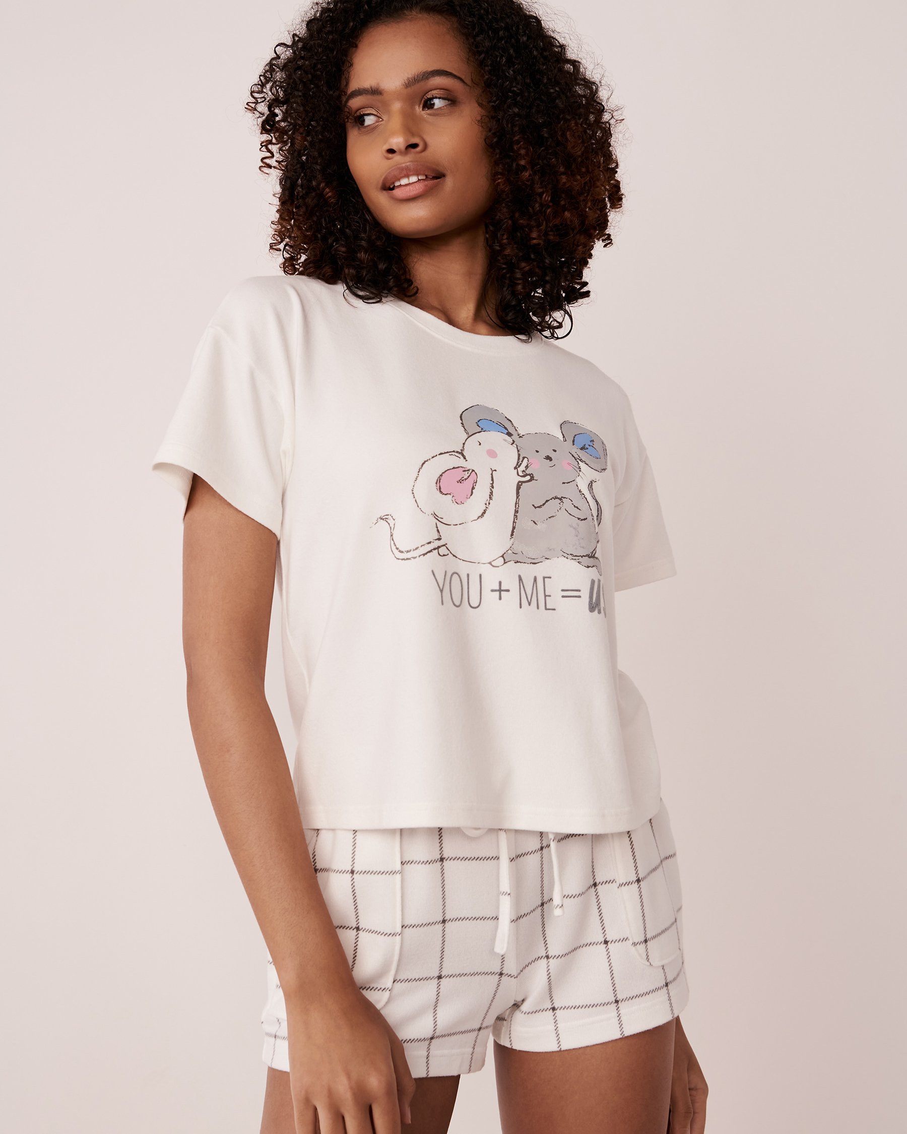 LA VIE EN ROSE T-shirt col rond en fibres recyclées Blanc neige 40100391 - View5