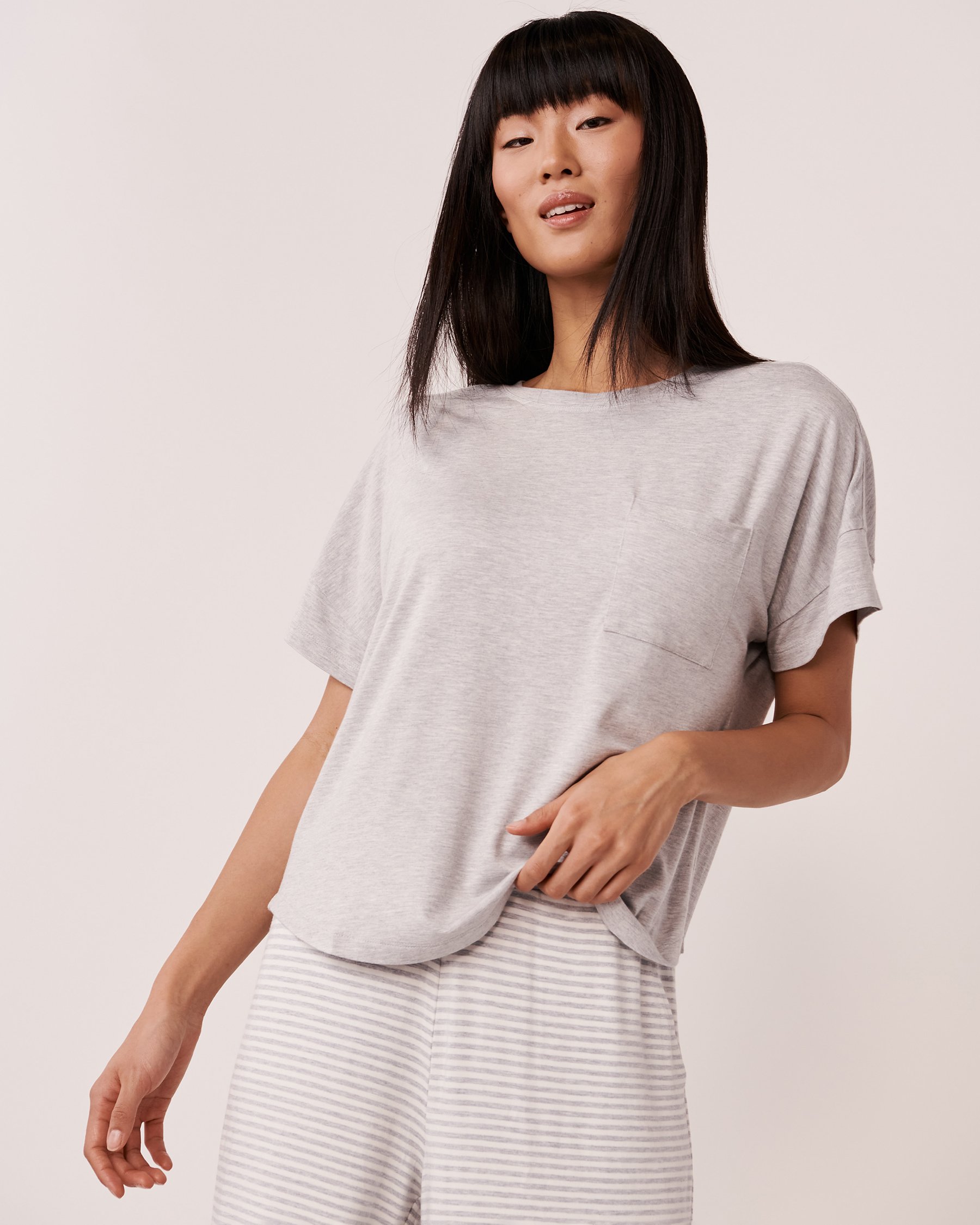LA VIE EN ROSE Bamboo T-shirt Comfy grey 40100395 - View1