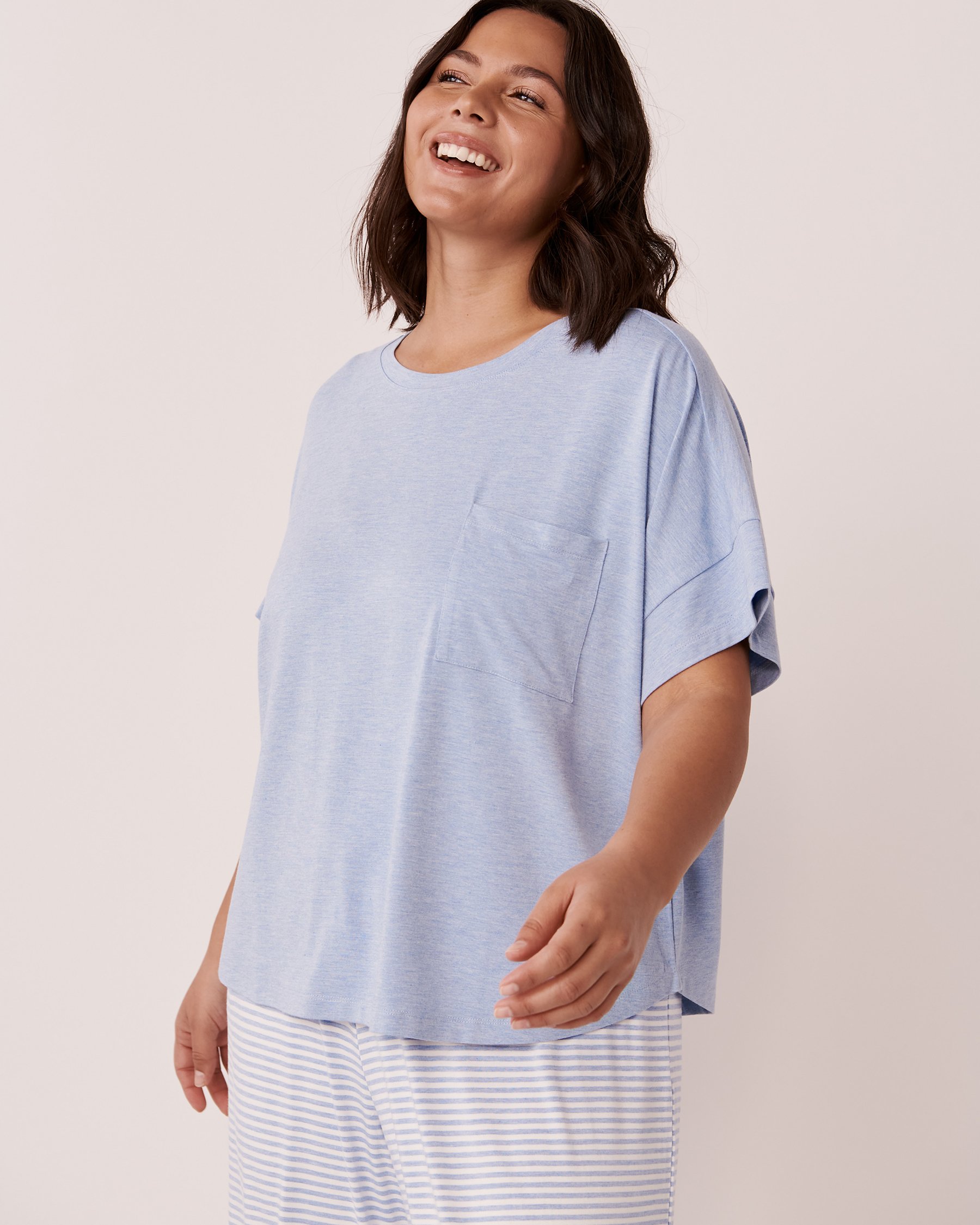 LA VIE EN ROSE T-shirt en bambou Ciel bleu 40100395 - View3