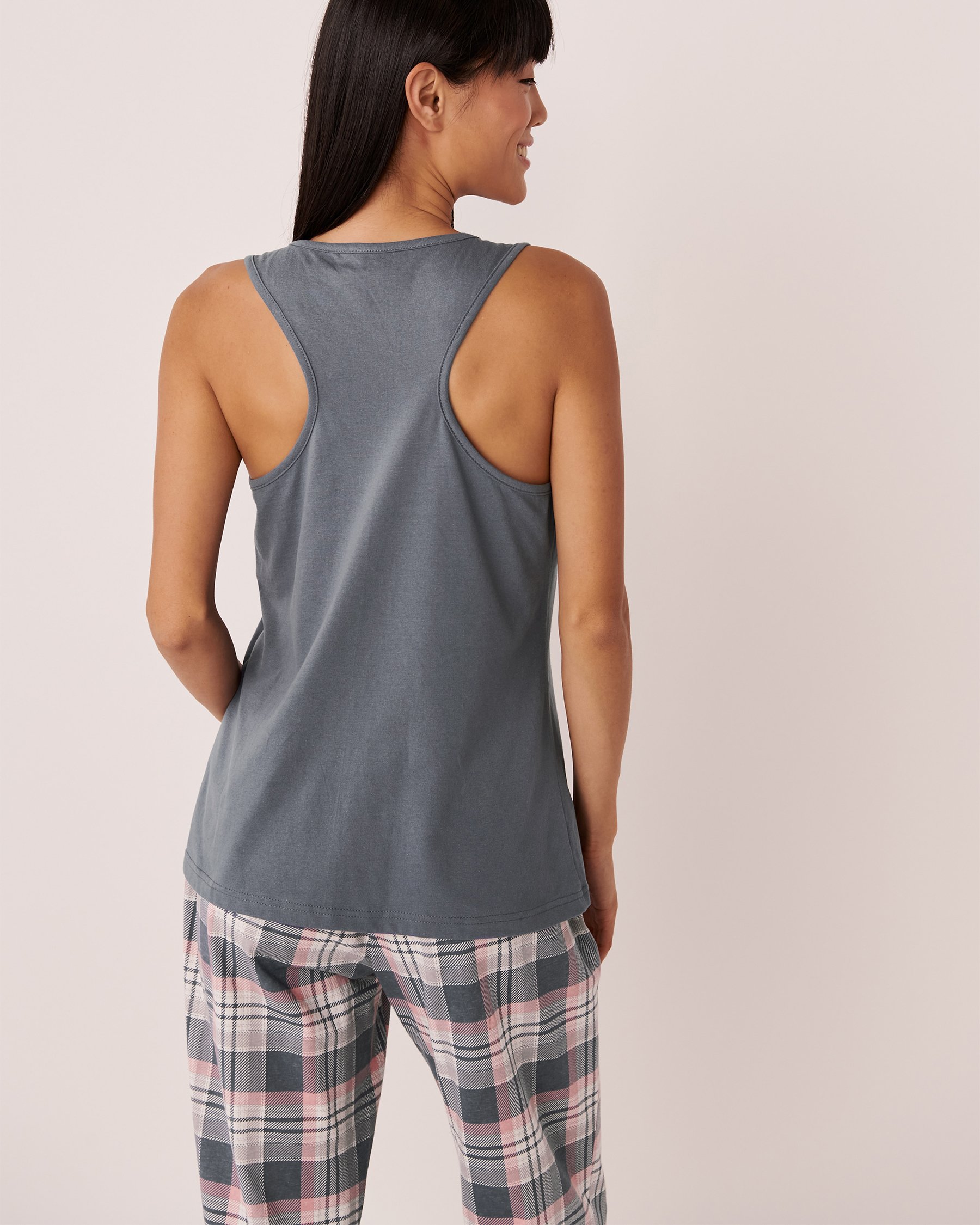 LA VIE EN ROSE Camisole dos nageur en coton Bleu glacial 40100403 - Voir2