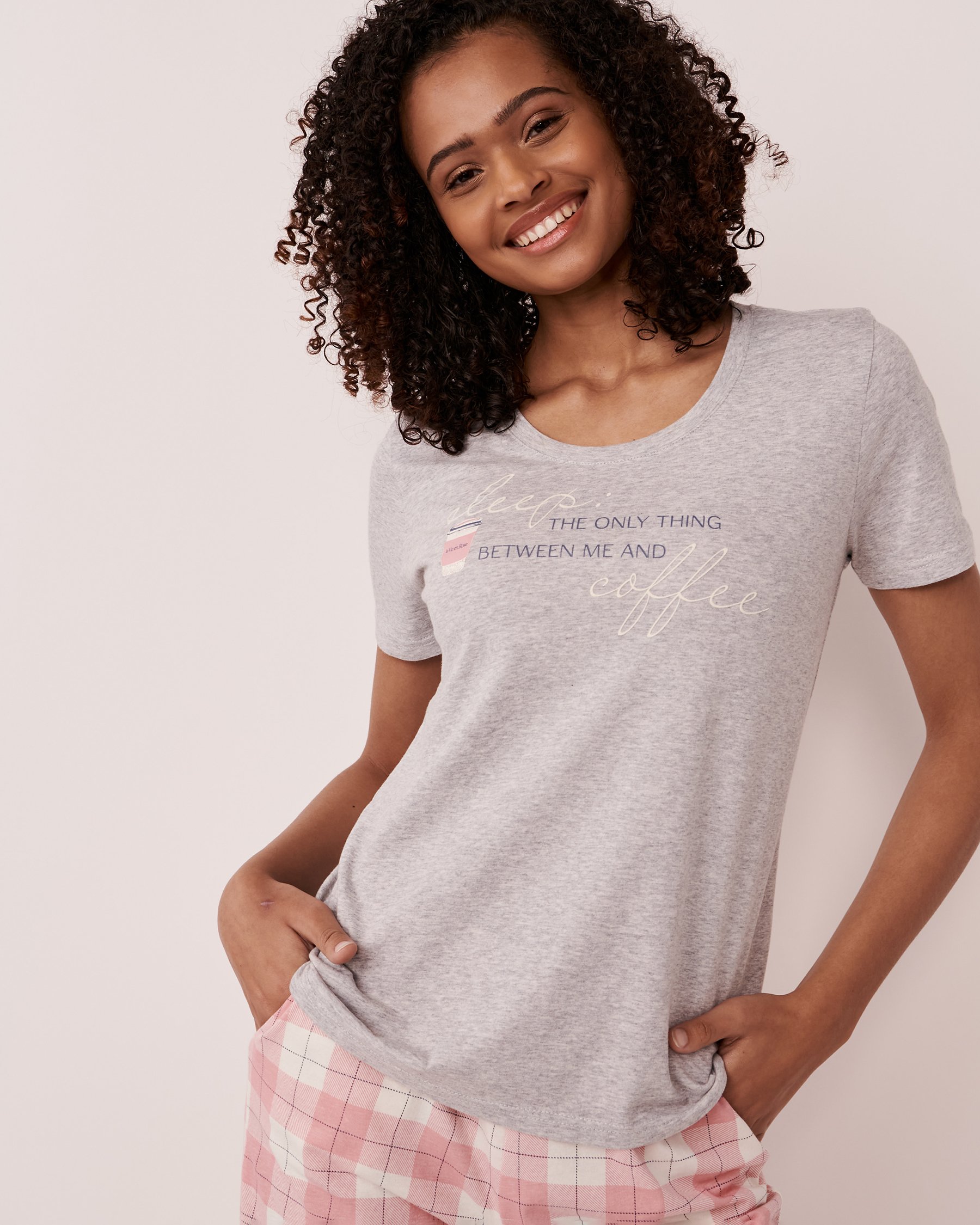 LA VIE EN ROSE T-shirt col rond en coton Café café 40100405 - Voir1