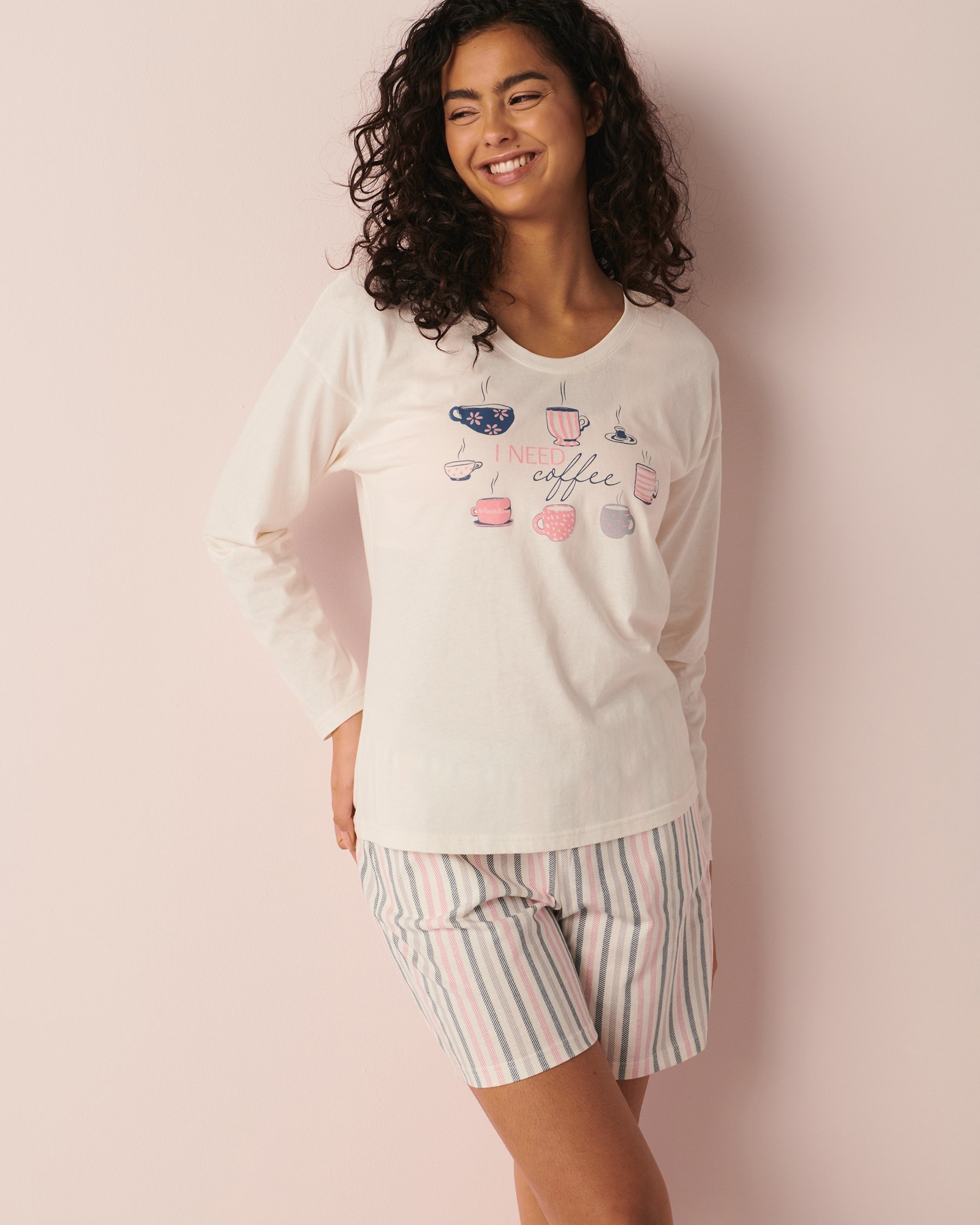 LA VIE EN ROSE Chandail manches longues col rond en coton Blanc neige 40100406 - Voir3