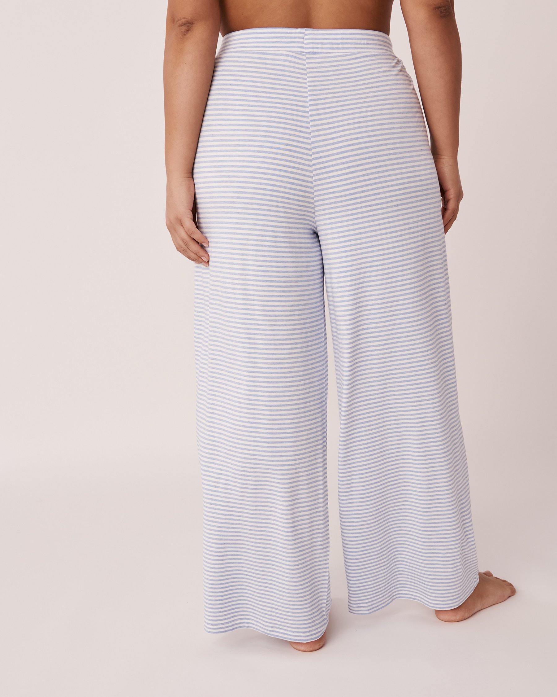 LA VIE EN ROSE Pantalon jambe large en bambou Rayures bleues 40200381 - Voir3