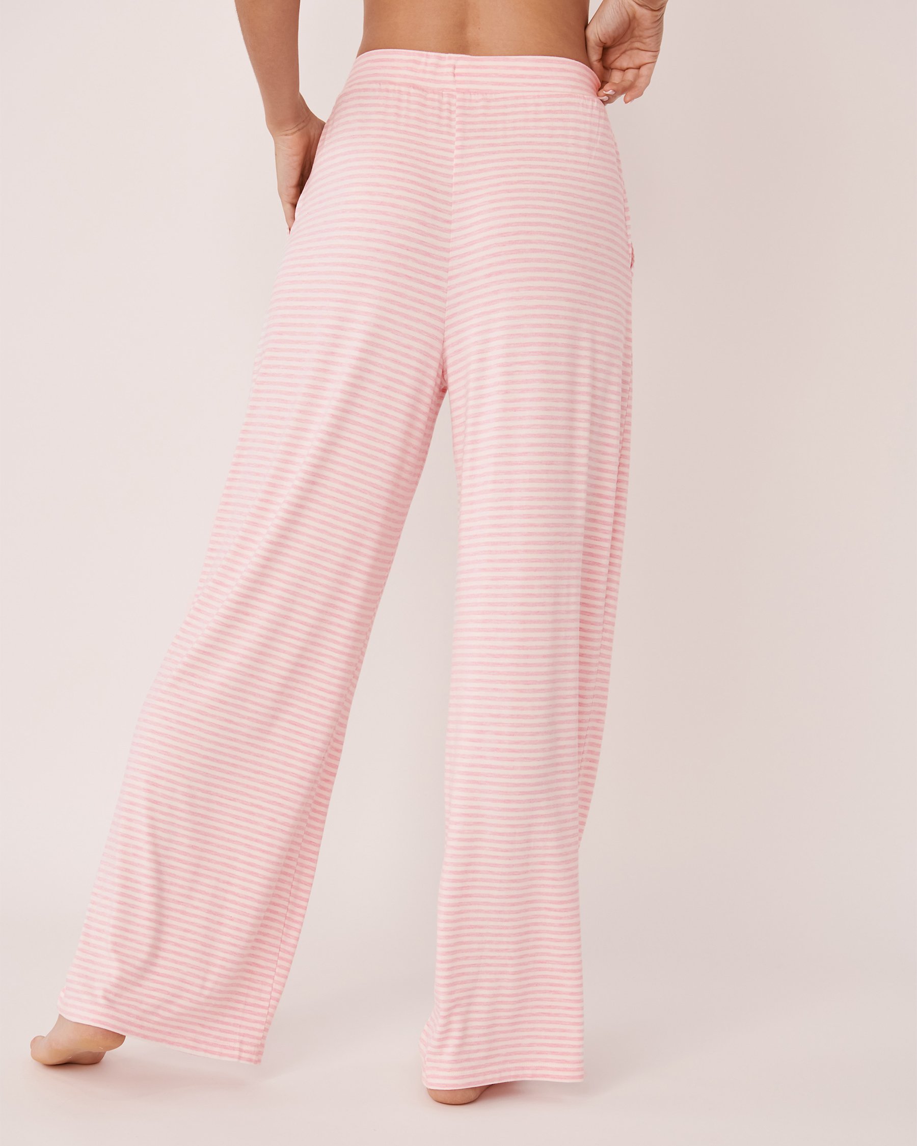 LA VIE EN ROSE Pantalon jambe large en bambou Rayures roses 40200381 - Voir2