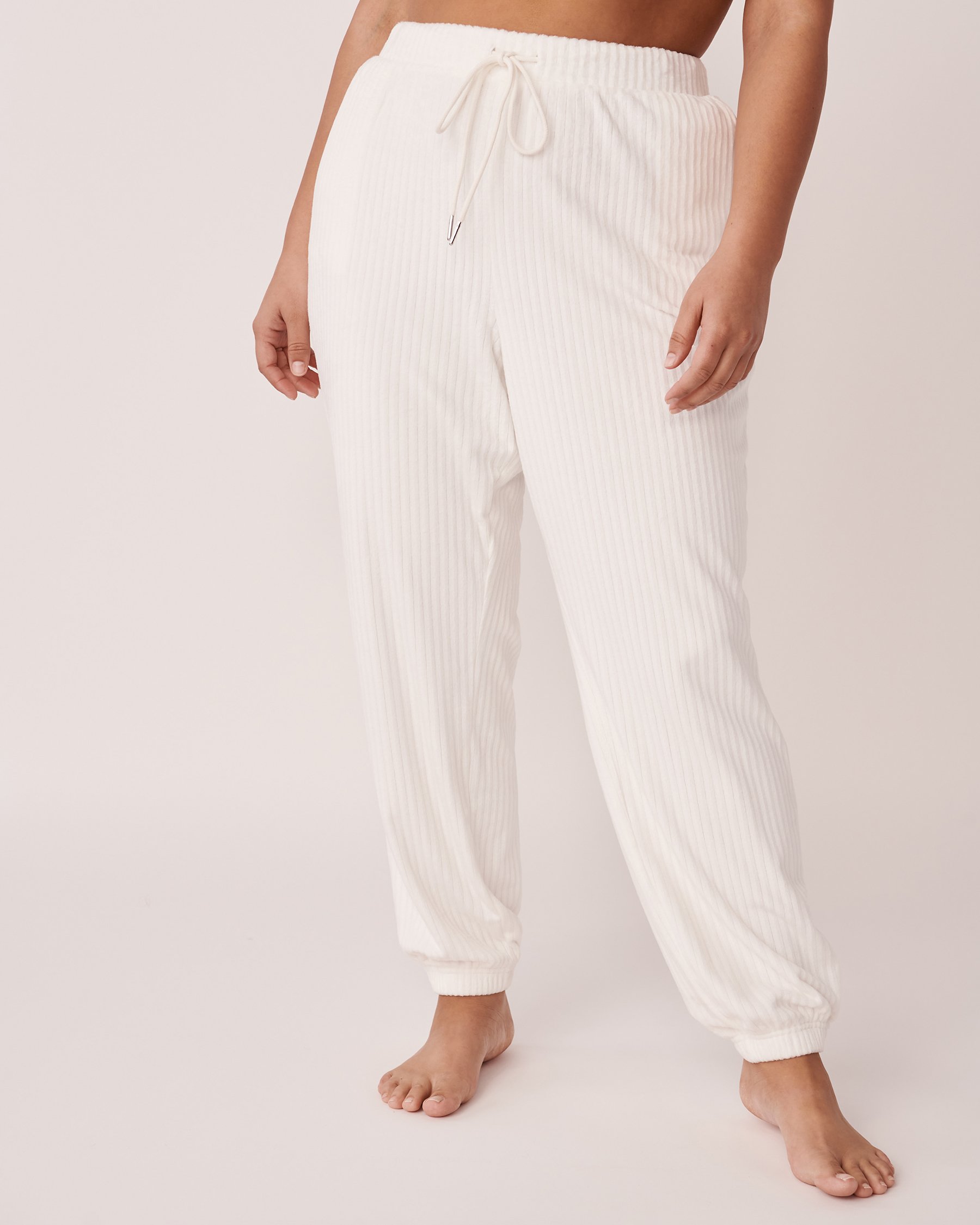 LA VIE EN ROSE Ribbed Velour Jogger Pants Snow white 40200382 - View3