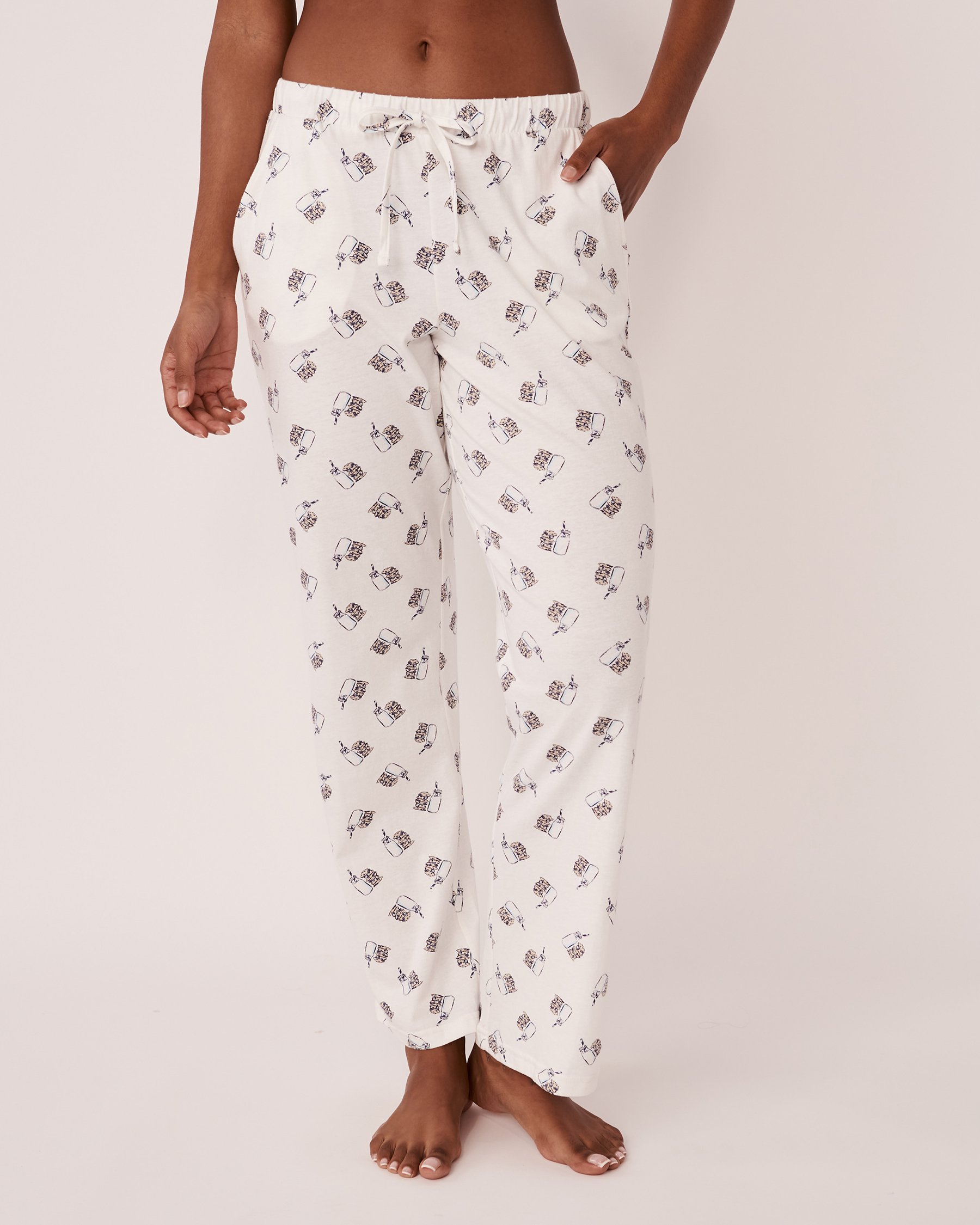 LA VIE EN ROSE Pantalon jambe droite en coton Biscuits et lait 40200383 - View1