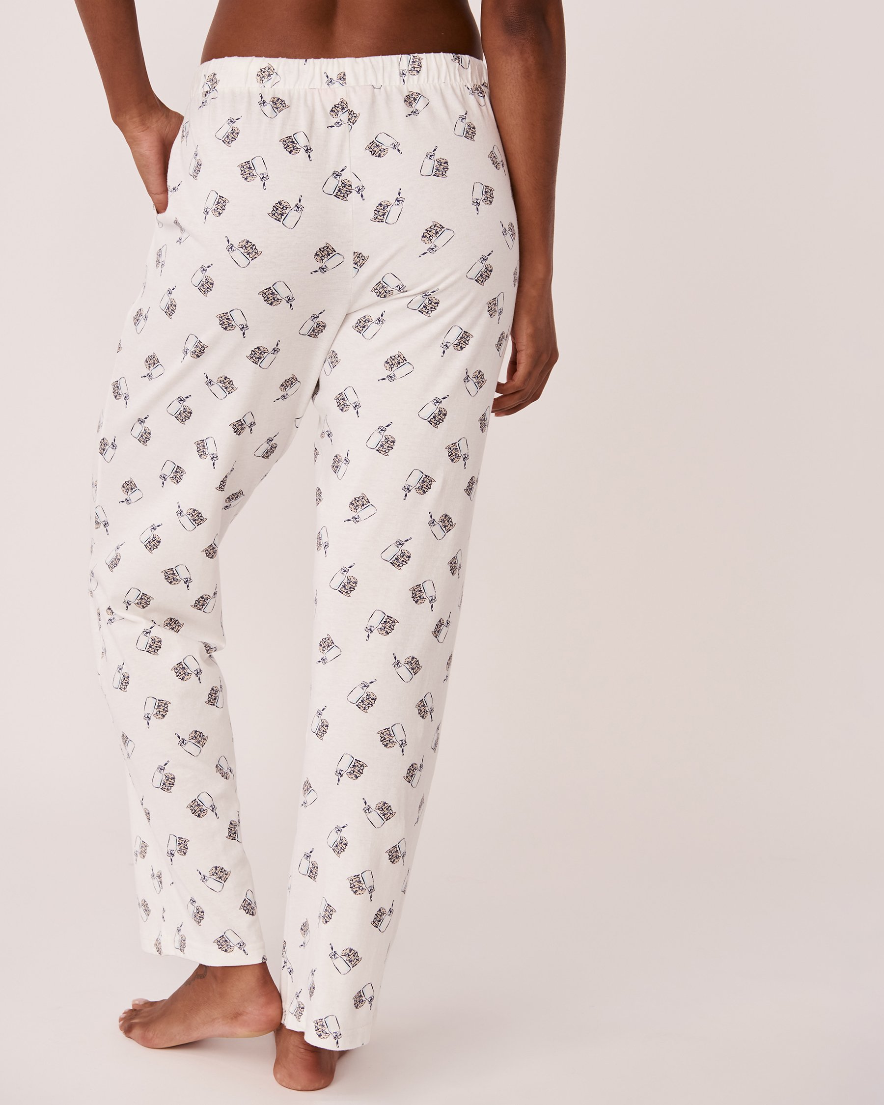 LA VIE EN ROSE Pantalon jambe droite en coton Biscuits et lait 40200383 - View2