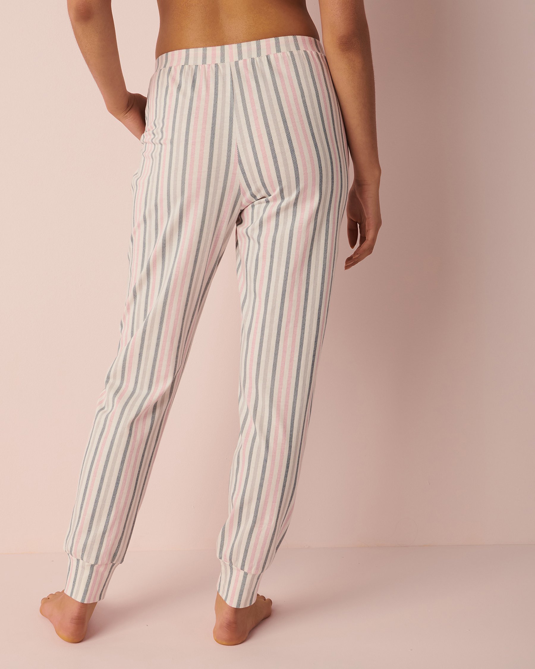 LA VIE EN ROSE Pantalon ajusté en coton Rayures verticales 40200396 - Voir2