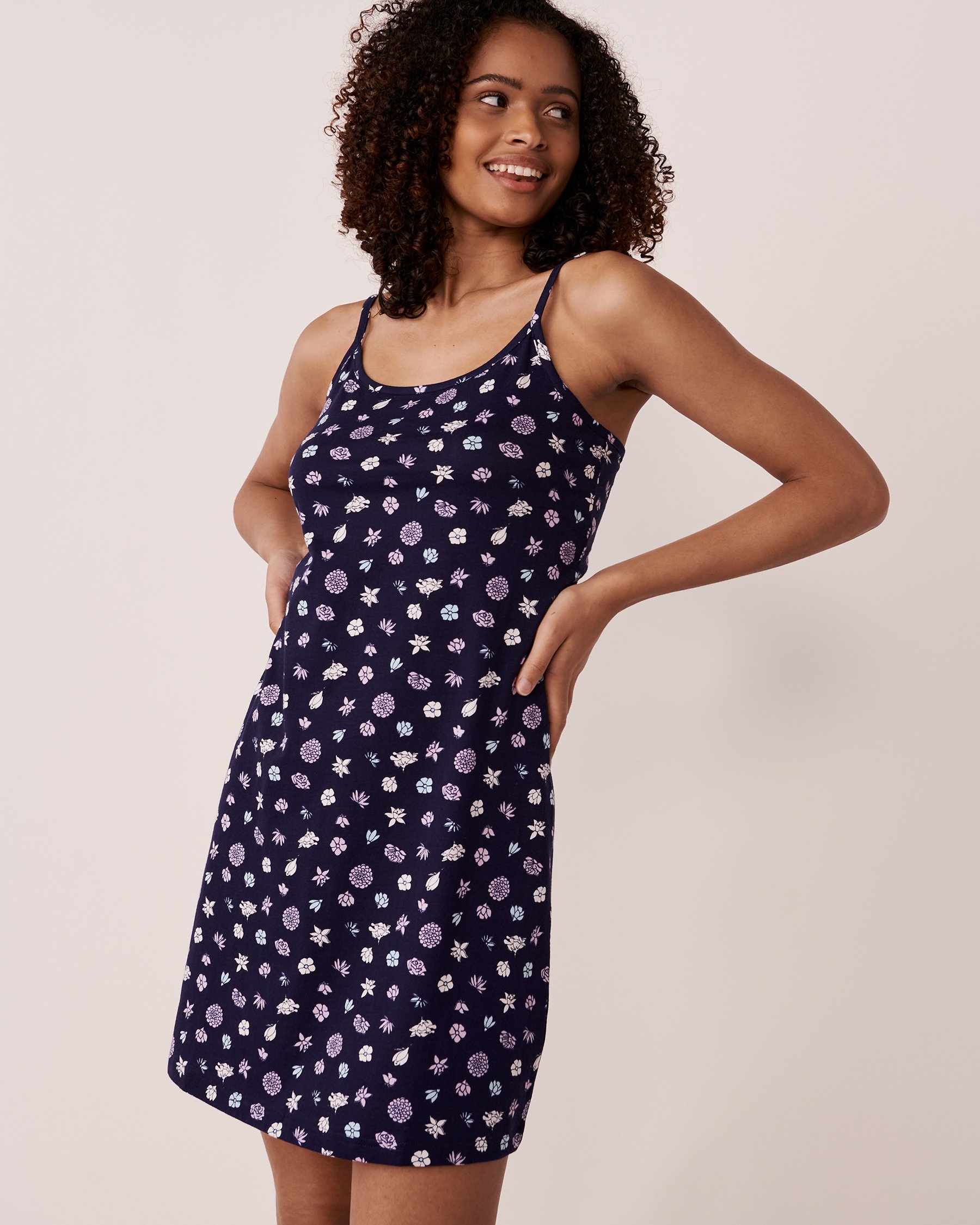 LA VIE EN ROSE Nuisette bretelles minces en coton Floral multi 40500245 - Voir1
