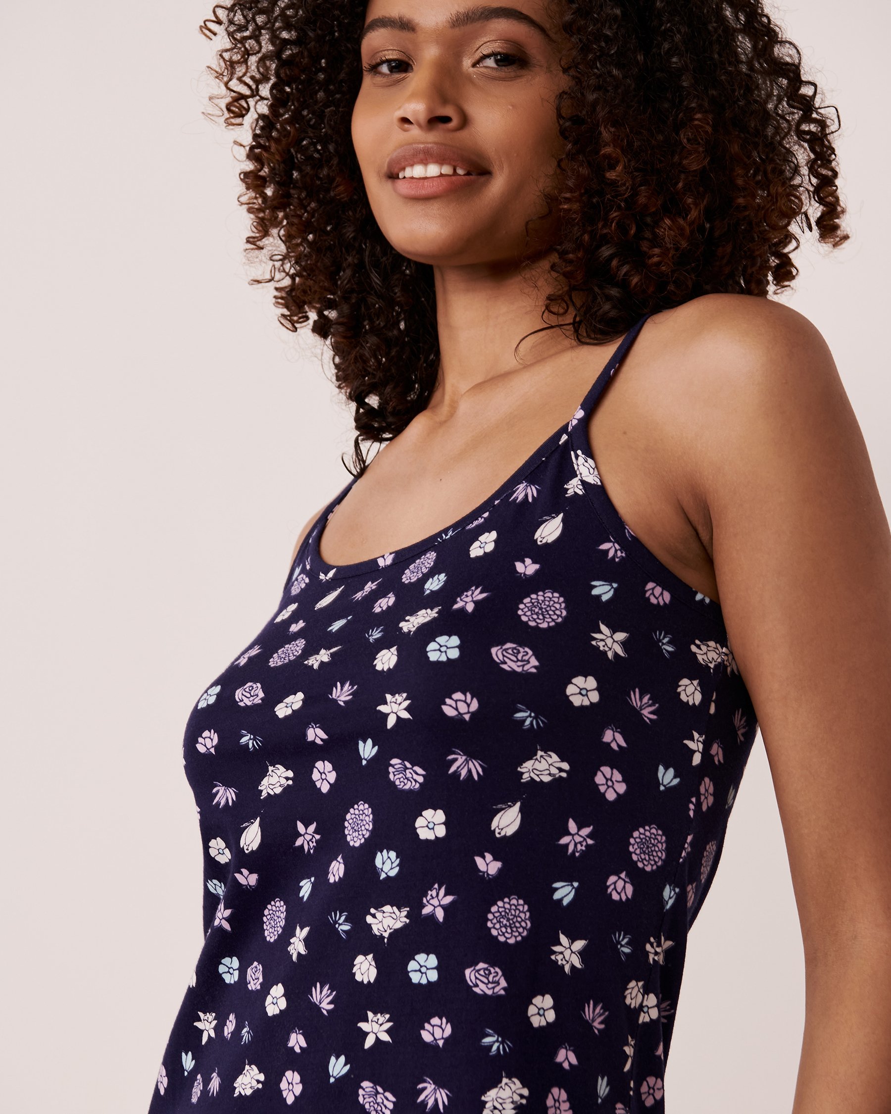 LA VIE EN ROSE Nuisette bretelles minces en coton Floral multi 40500245 - Voir3