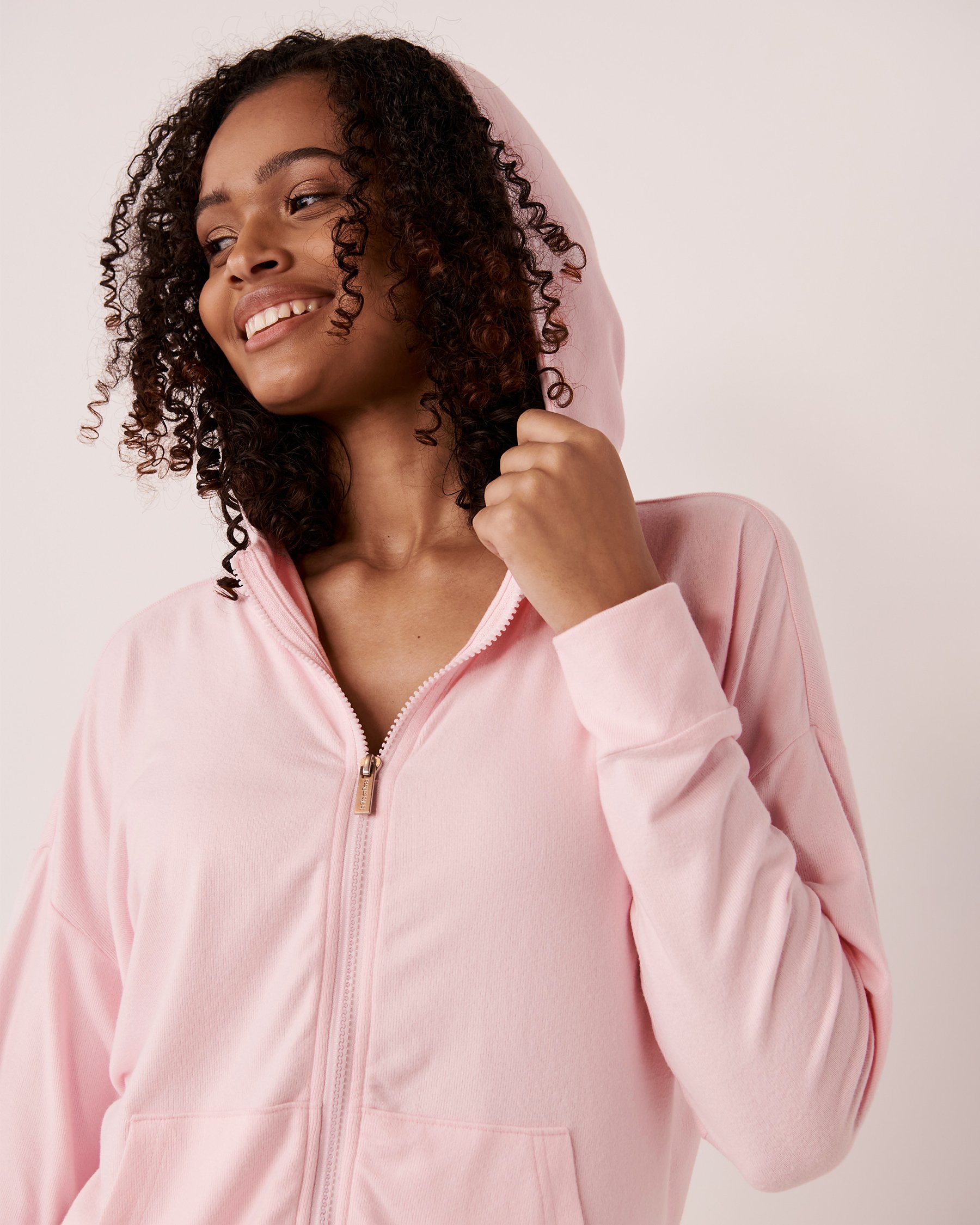LA VIE EN ROSE Recycled Fibers Hooded Zip-up Shirt Ballerina pink 40600123 - View4