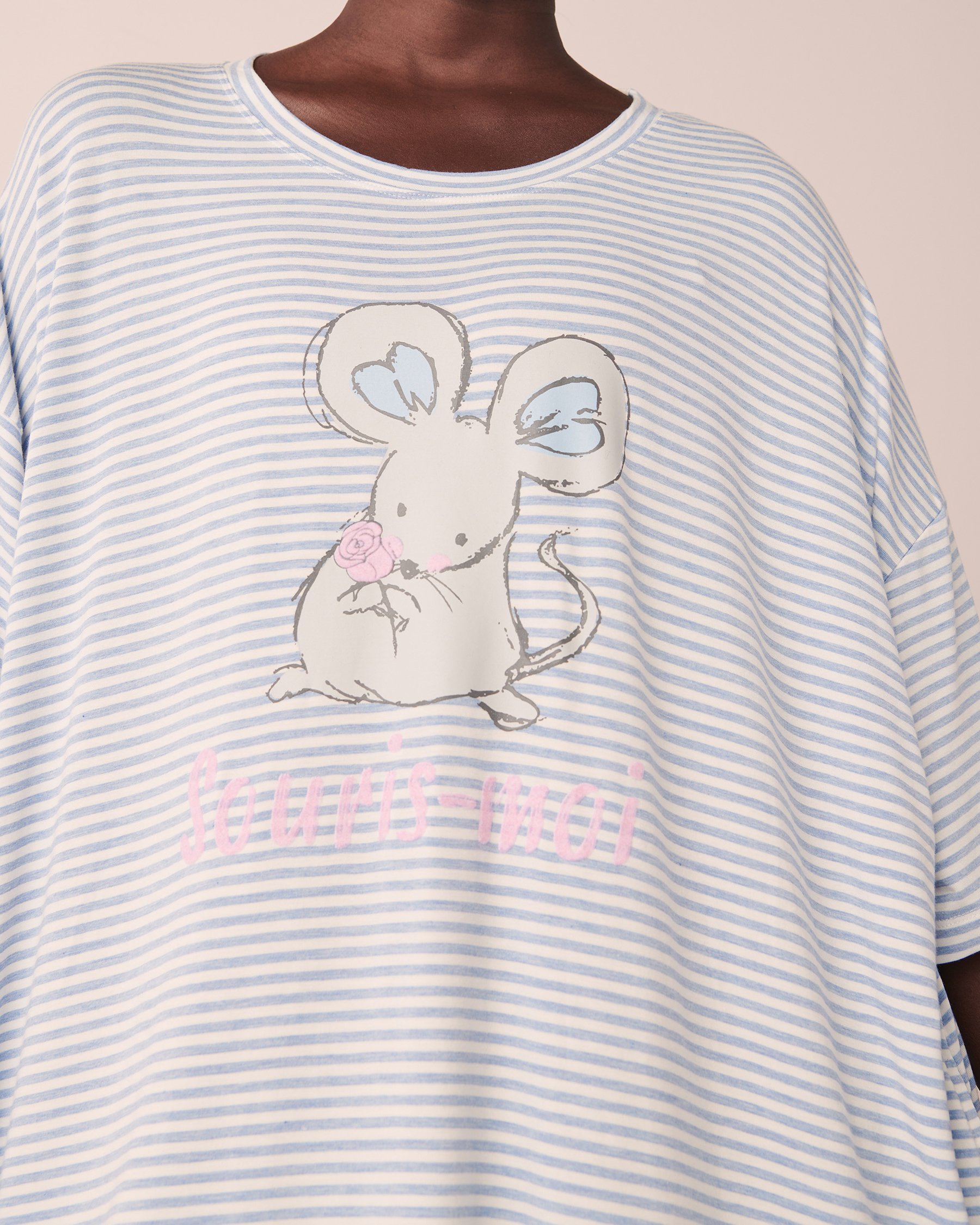 LA VIE EN ROSE Bamboo Oversized Sleepshirt Blue stripes 40500243 - View2