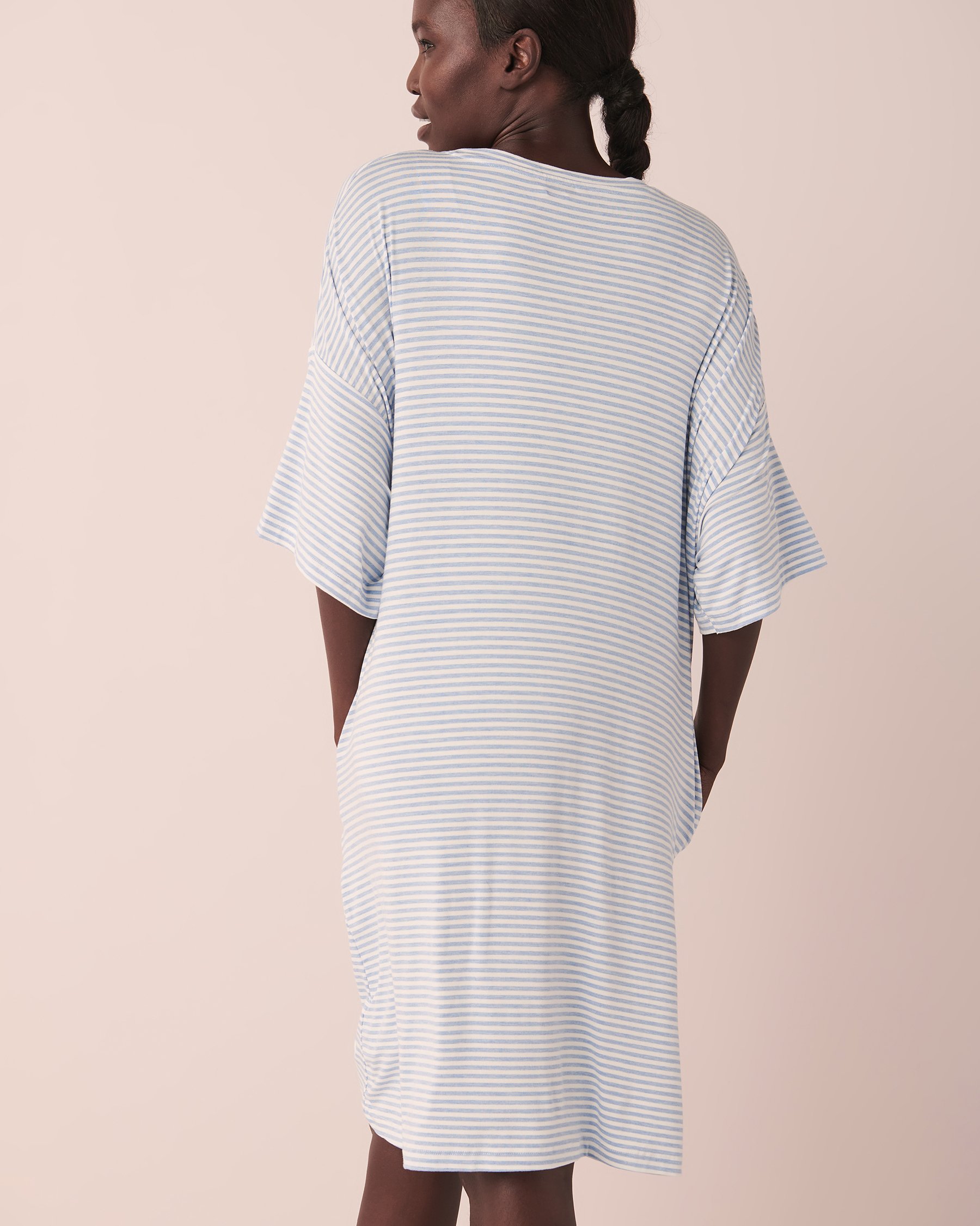 LA VIE EN ROSE Bamboo Oversized Sleepshirt Blue stripes 40500243 - View3