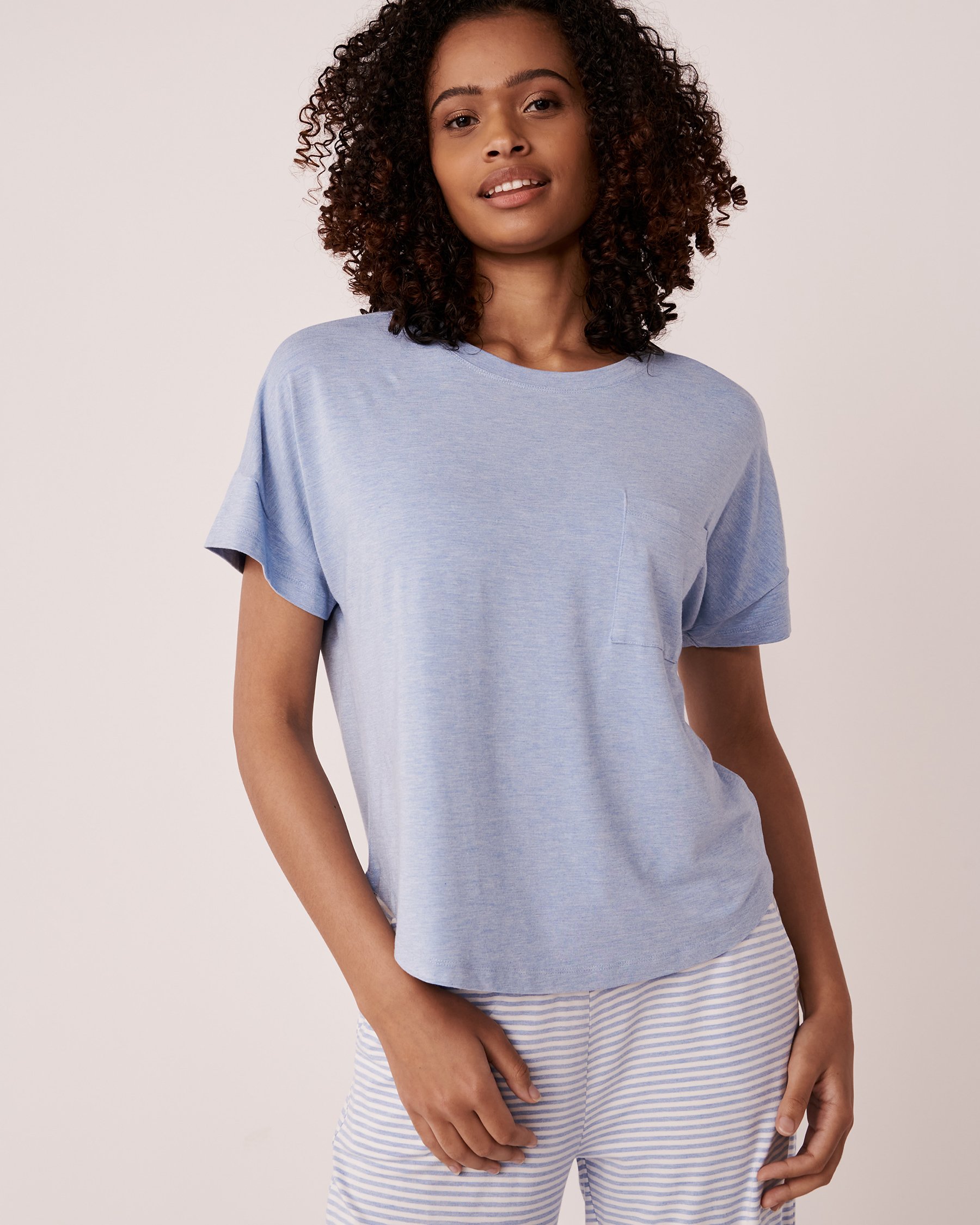 LA VIE EN ROSE Bamboo T-shirt Blue sky 40100395 - View5