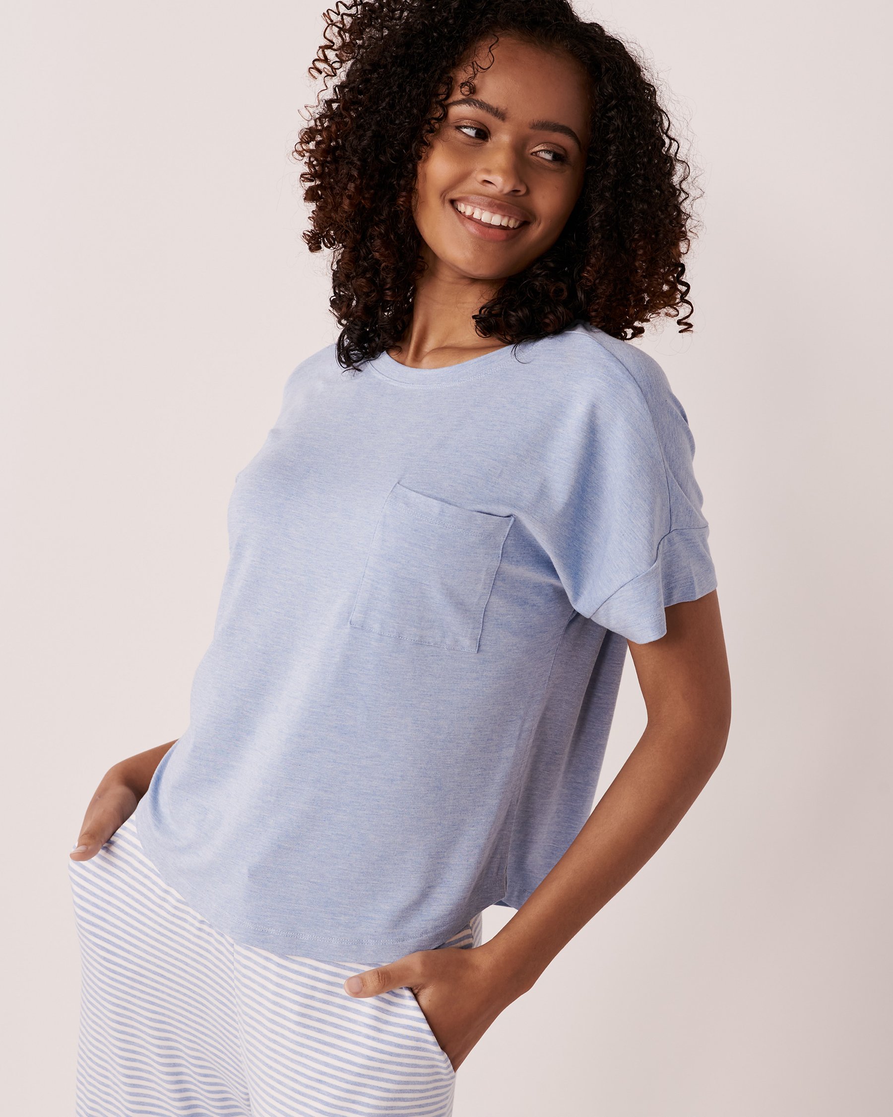 LA VIE EN ROSE Bamboo T-shirt Blue sky 40100395 - View6