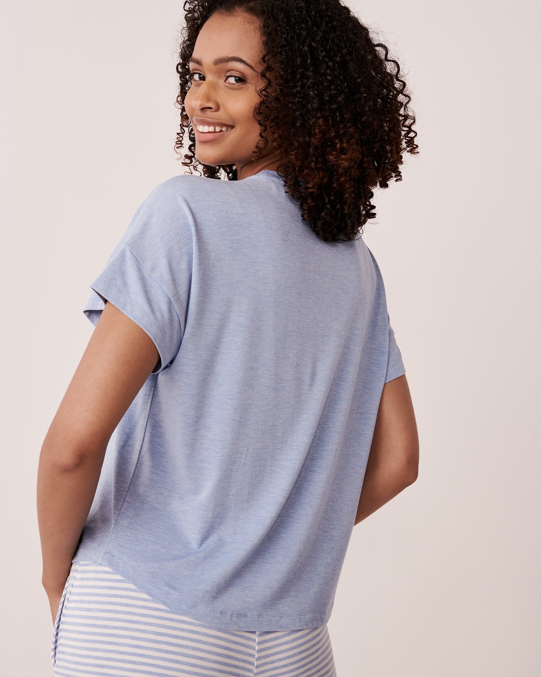 LA VIE EN ROSE Bamboo T-shirt Blue sky 40100395 - View7