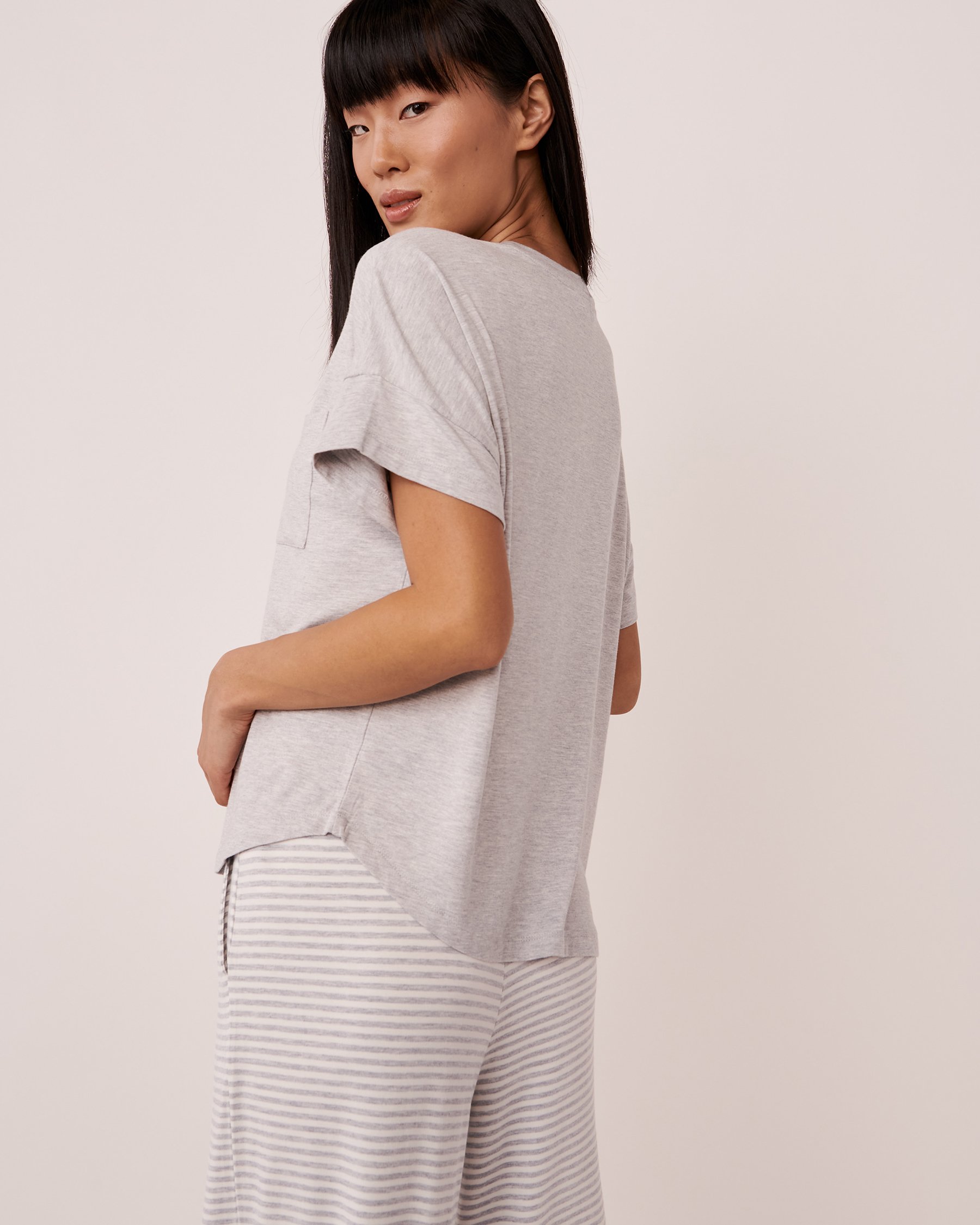 LA VIE EN ROSE T-shirt en bambou Gris confo 40100395 - View2