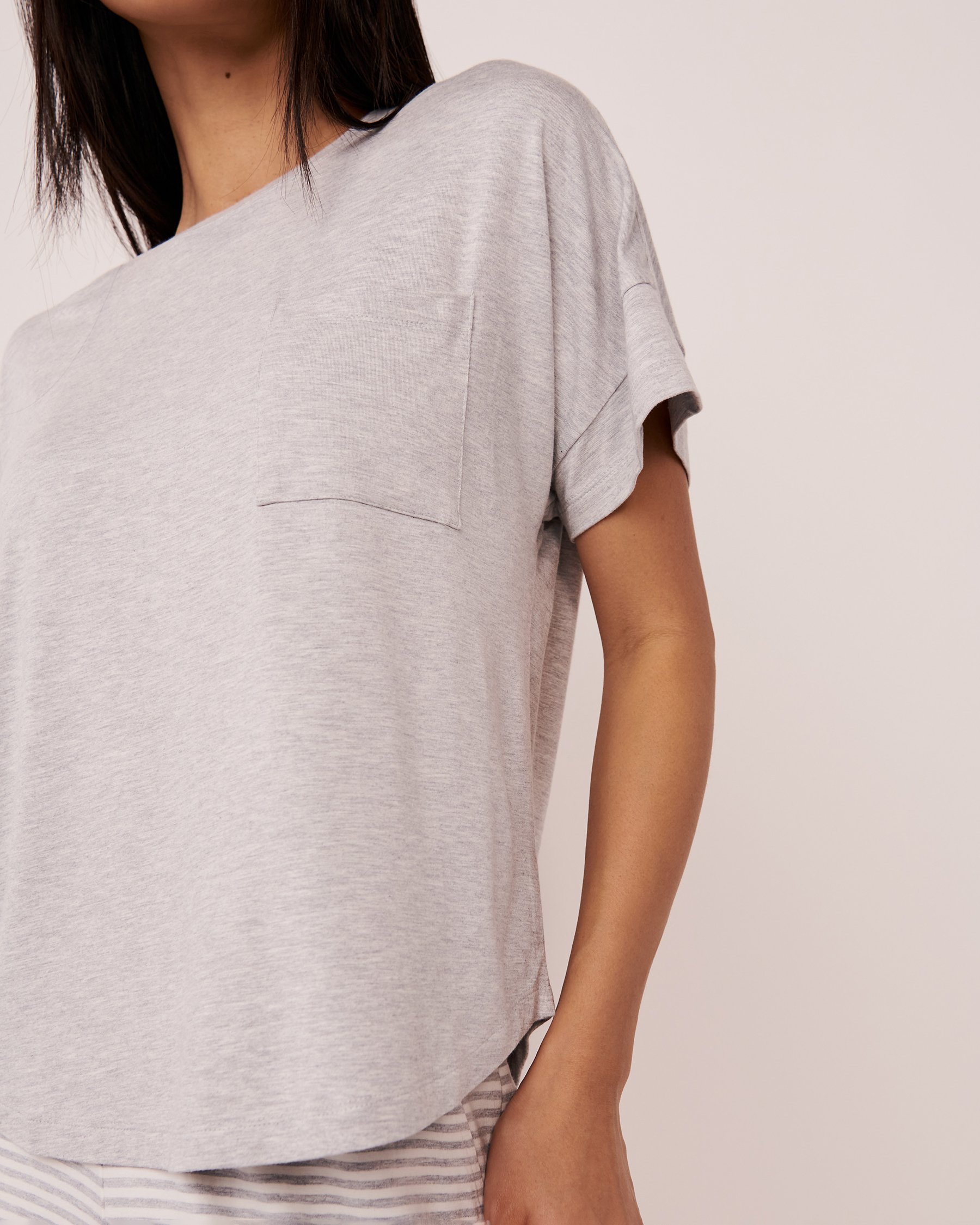 LA VIE EN ROSE T-shirt en bambou Gris confo 40100395 - View3