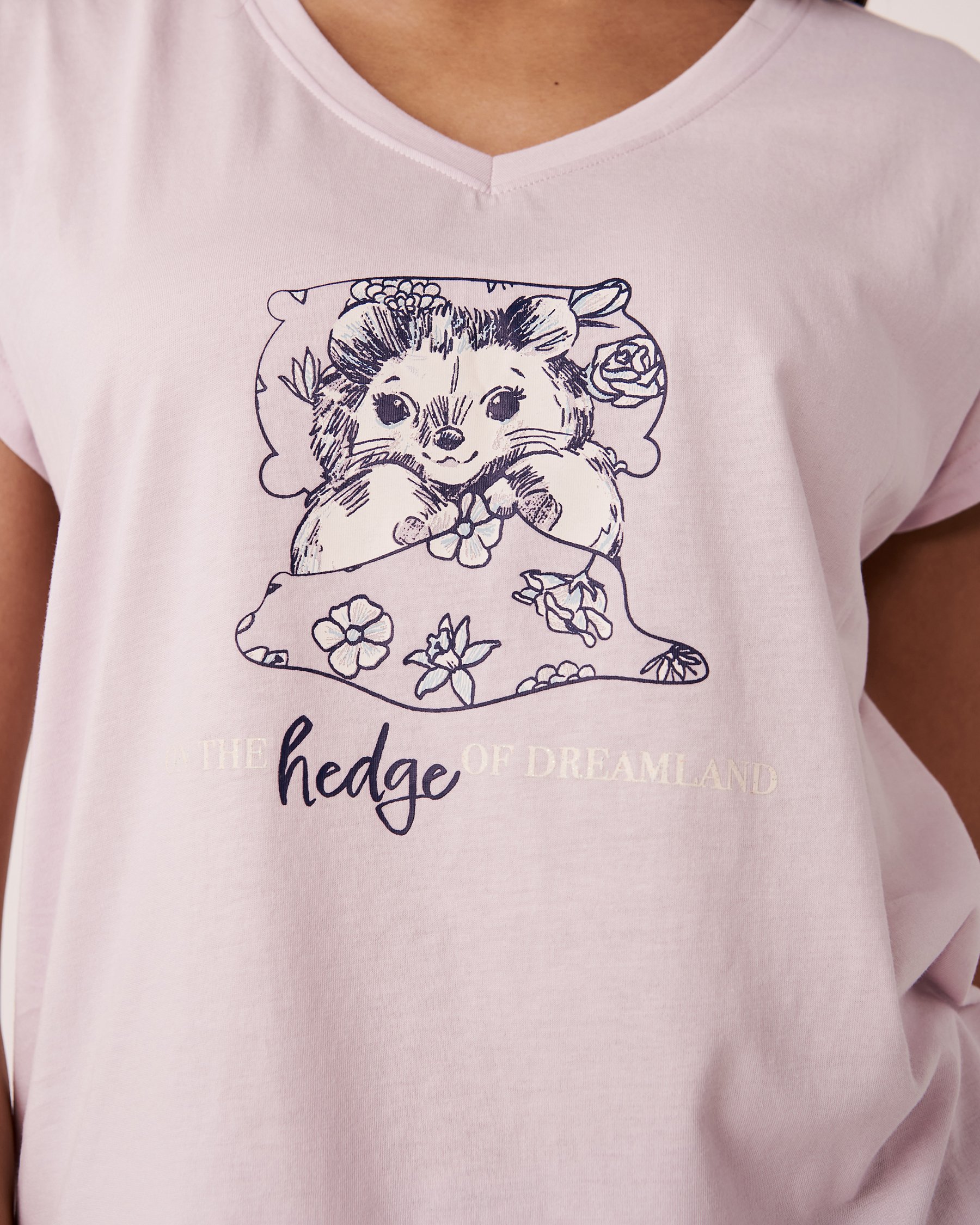 LA VIE EN ROSE Cotton Cap Sleeve Shirt Lilac 40100402 - View2