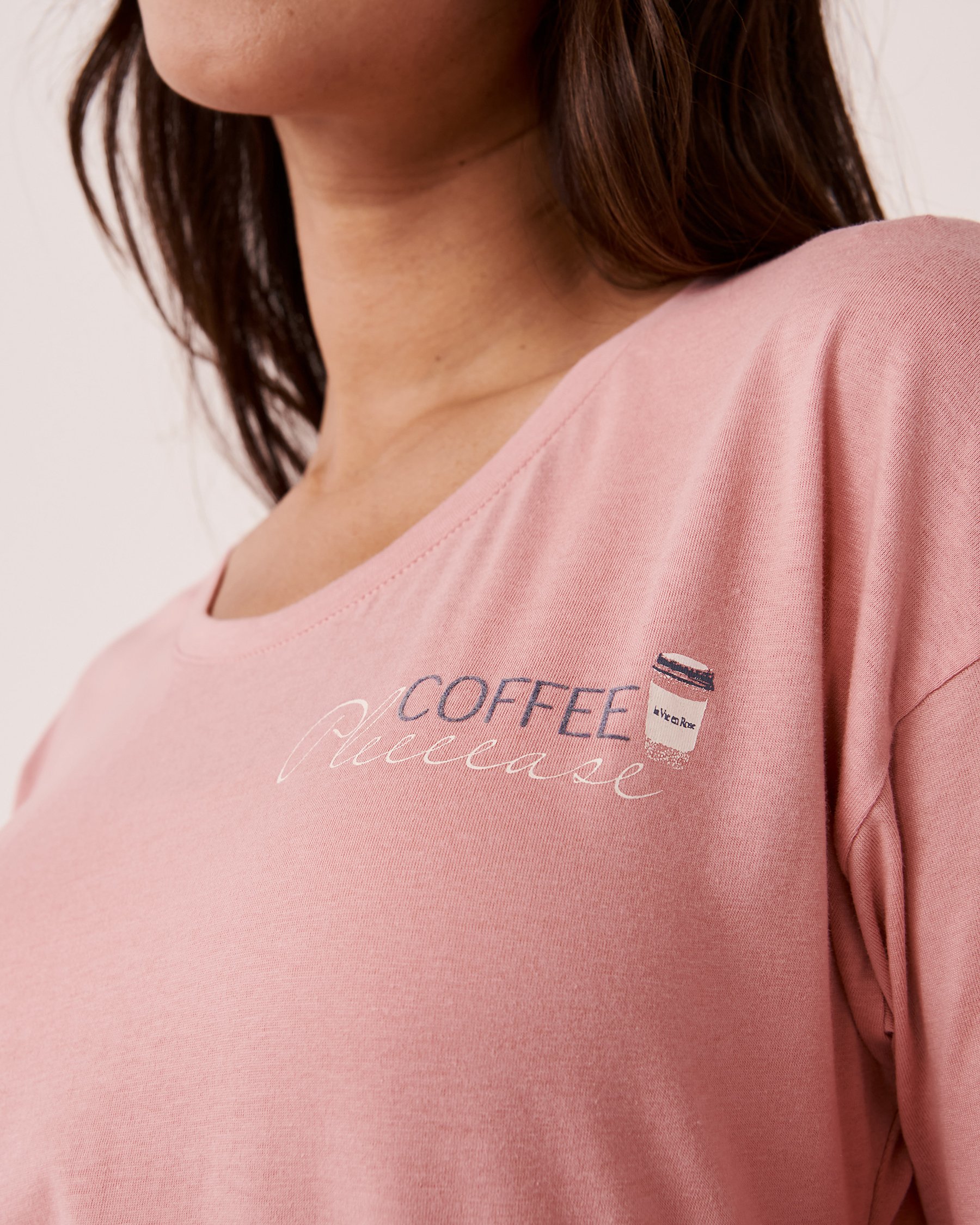 LA VIE EN ROSE Cotton Crew Neck Long Sleeve Shirt Old rose 40100406 - View2