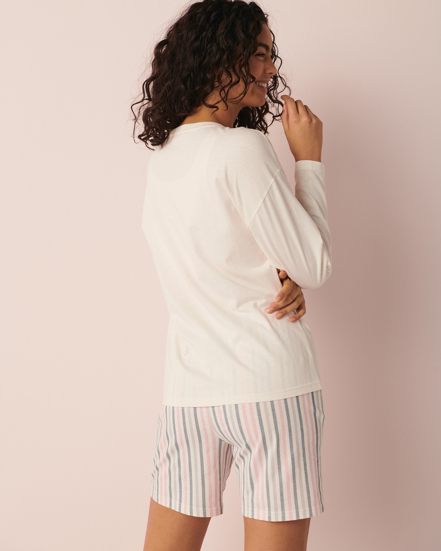 LA VIE EN ROSE Chandail manches longues col rond en coton Blanc neige 40100406 - View2