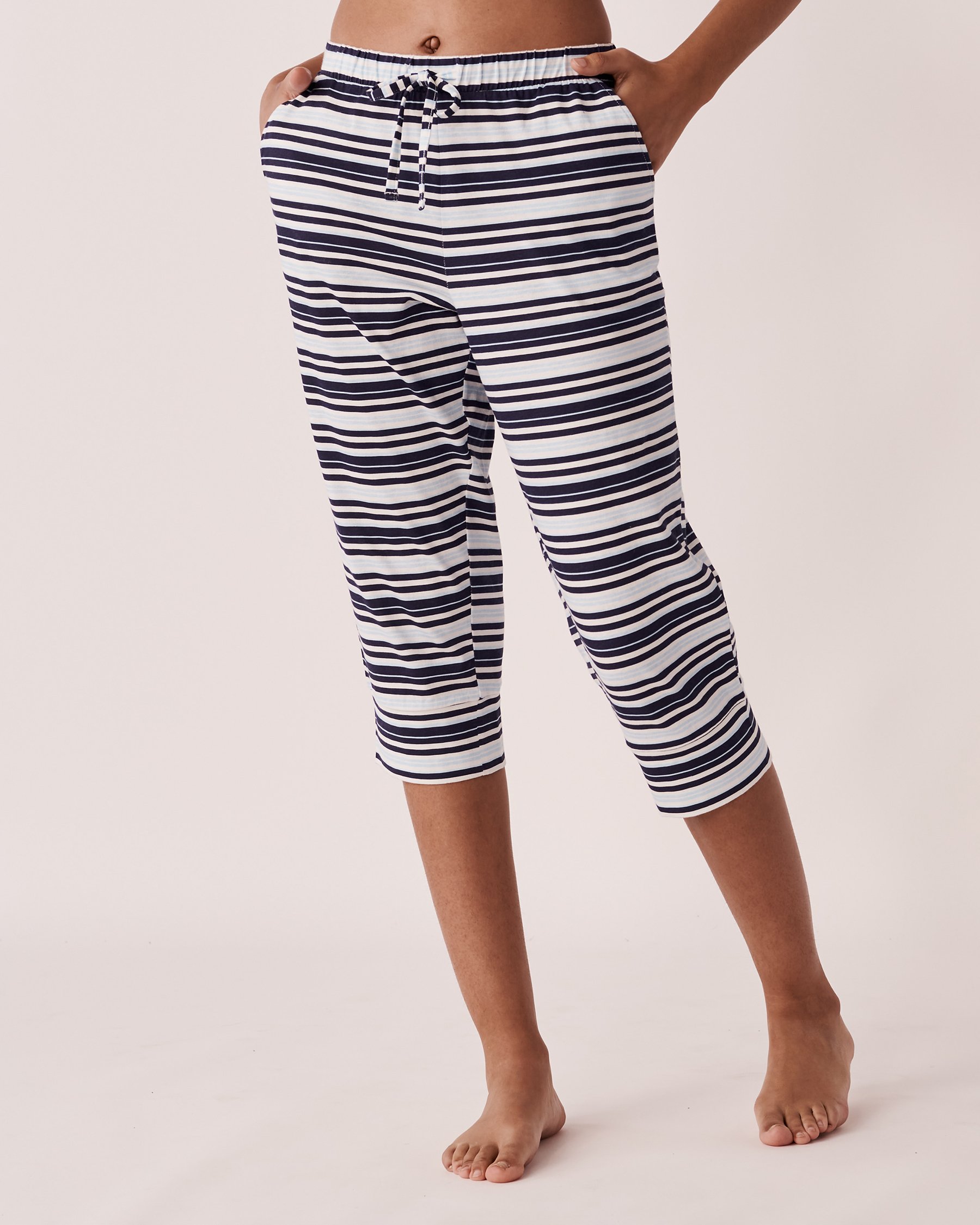 LA VIE EN ROSE Capri ajusté en coton Rayures foncées 40200384 - View1