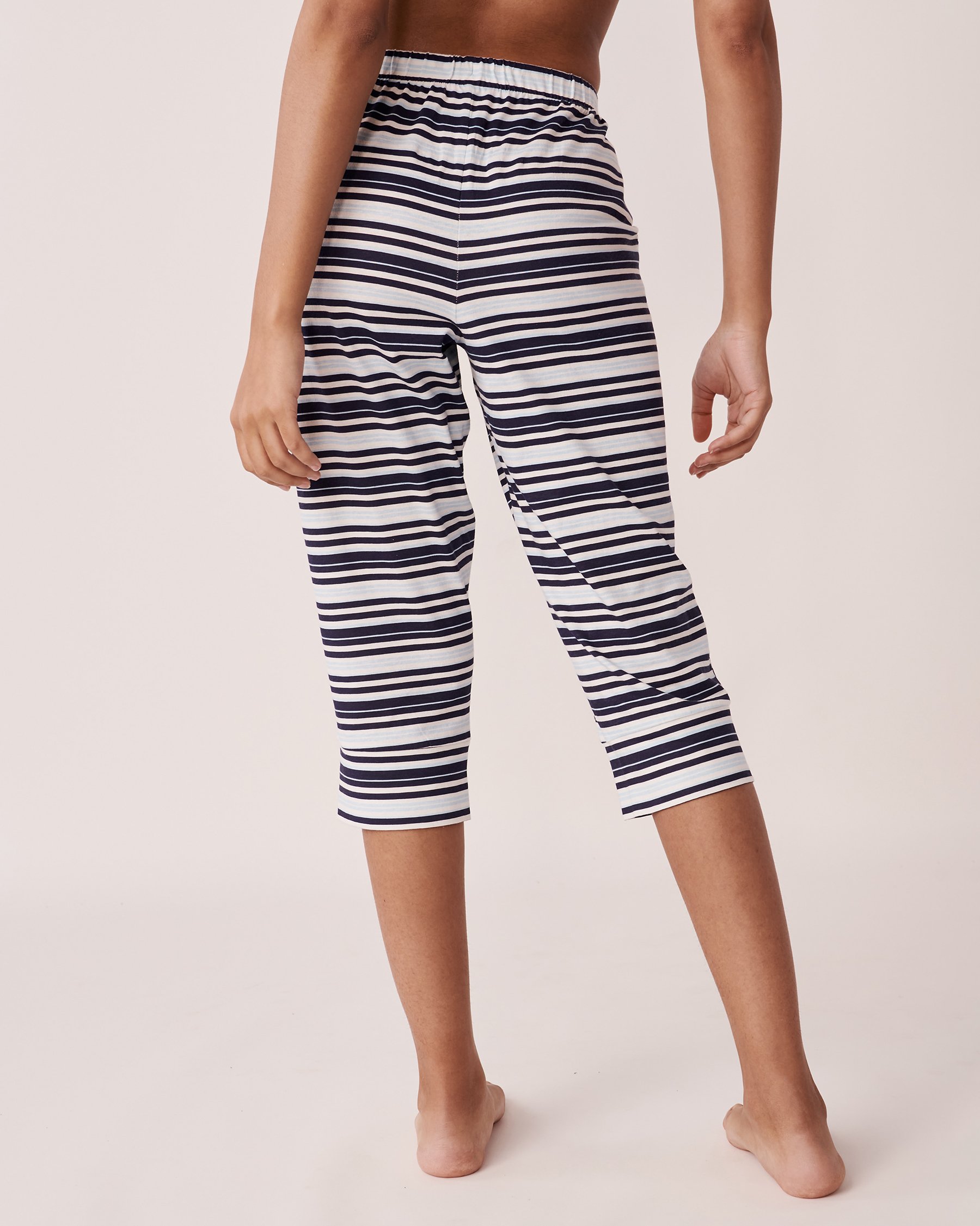 LA VIE EN ROSE Capri ajusté en coton Rayures foncées 40200384 - View2
