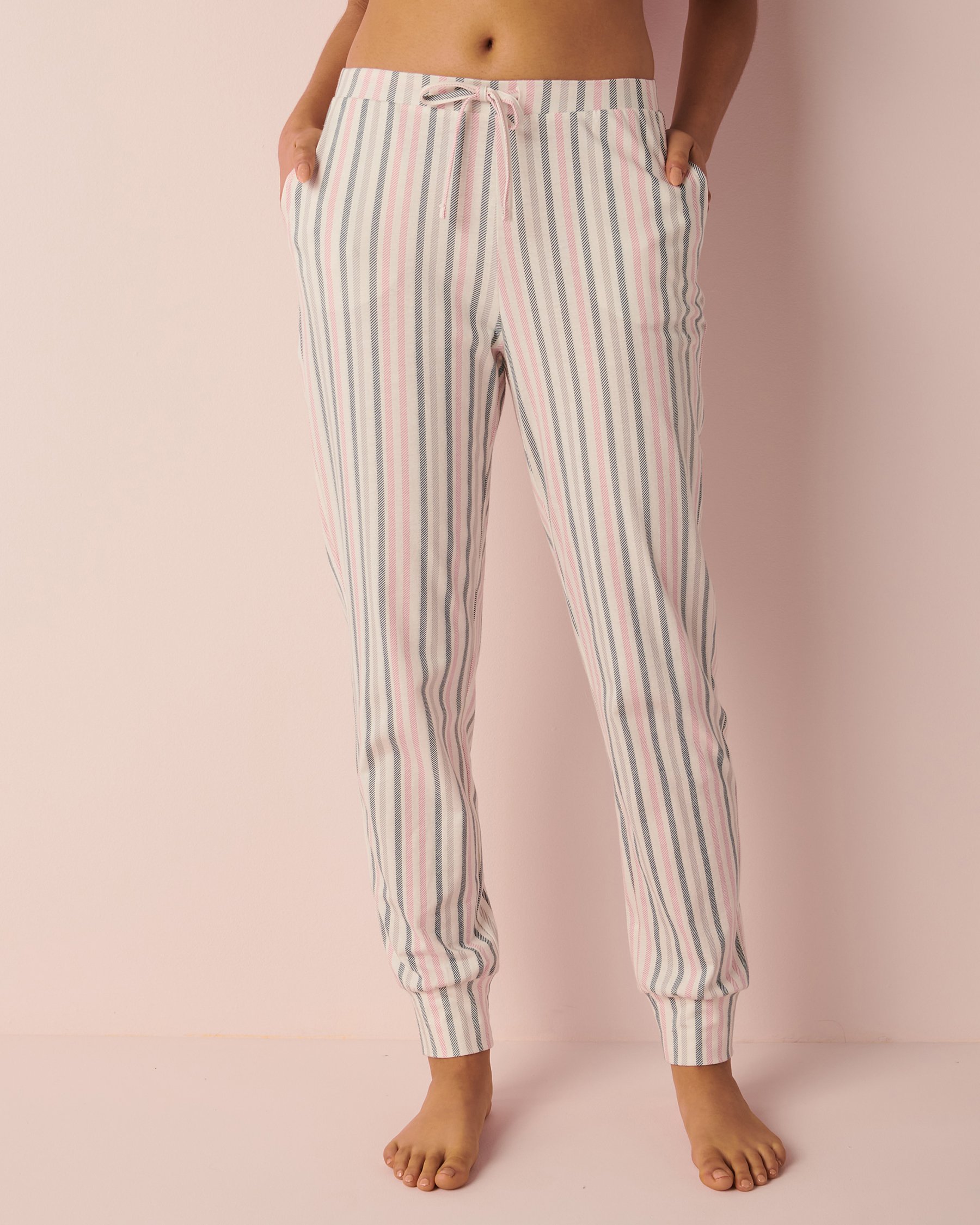 LA VIE EN ROSE Pantalon ajusté en coton Rayures verticales 40200396 - View1