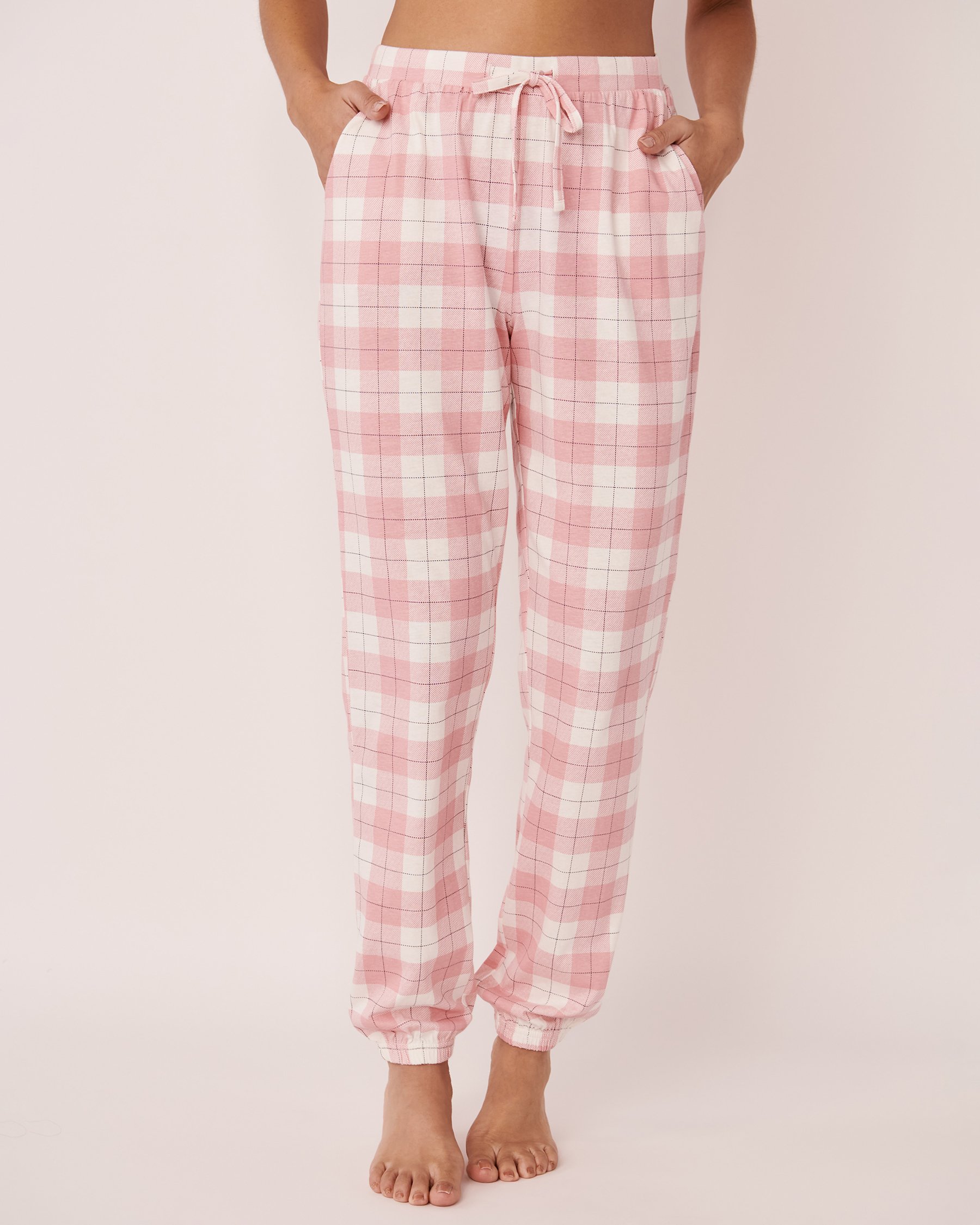 LA VIE EN ROSE Cotton Pyjama Pants Pink plaid 40200397 - View1