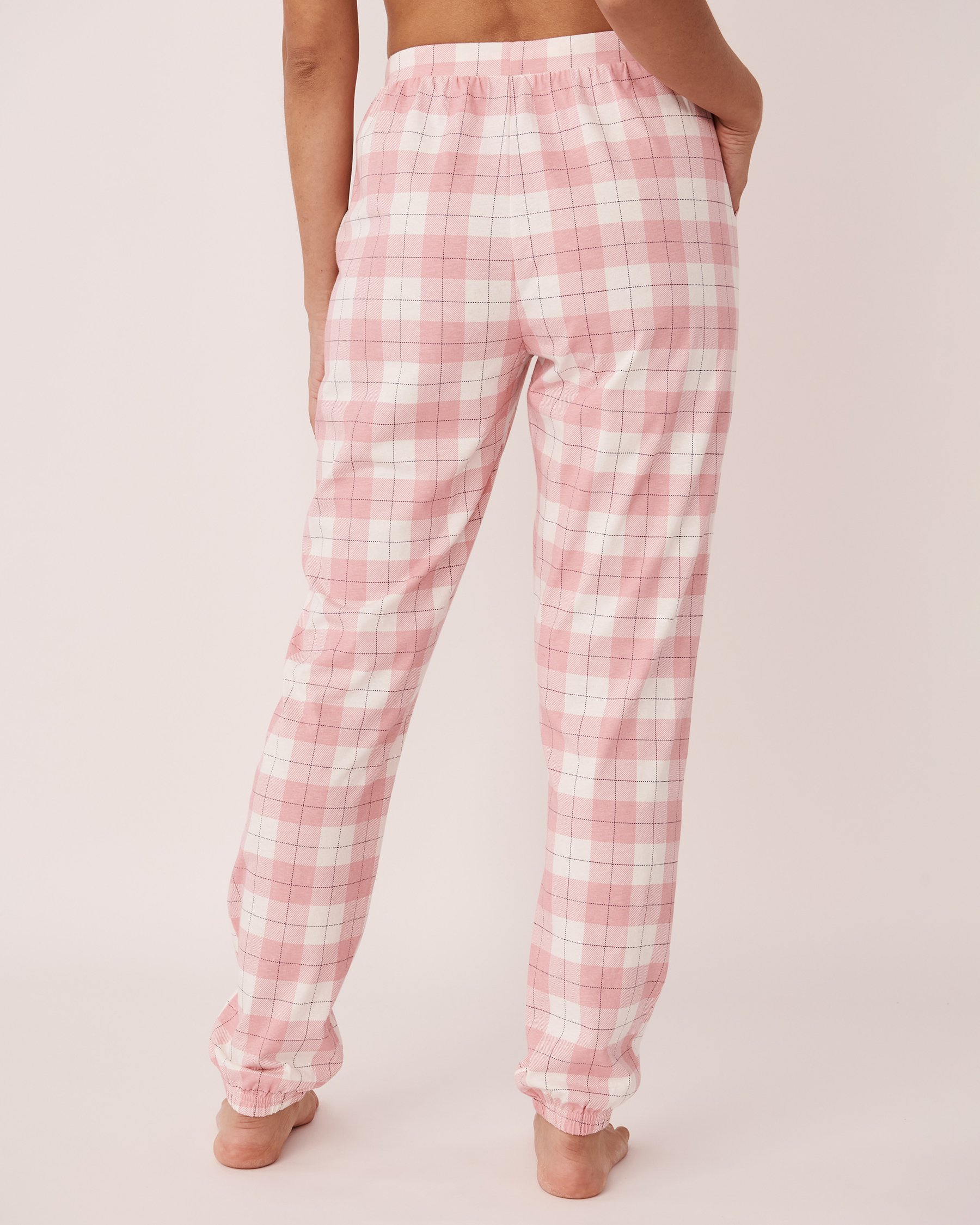 LA VIE EN ROSE Cotton Pyjama Pants Pink plaid 40200397 - View2