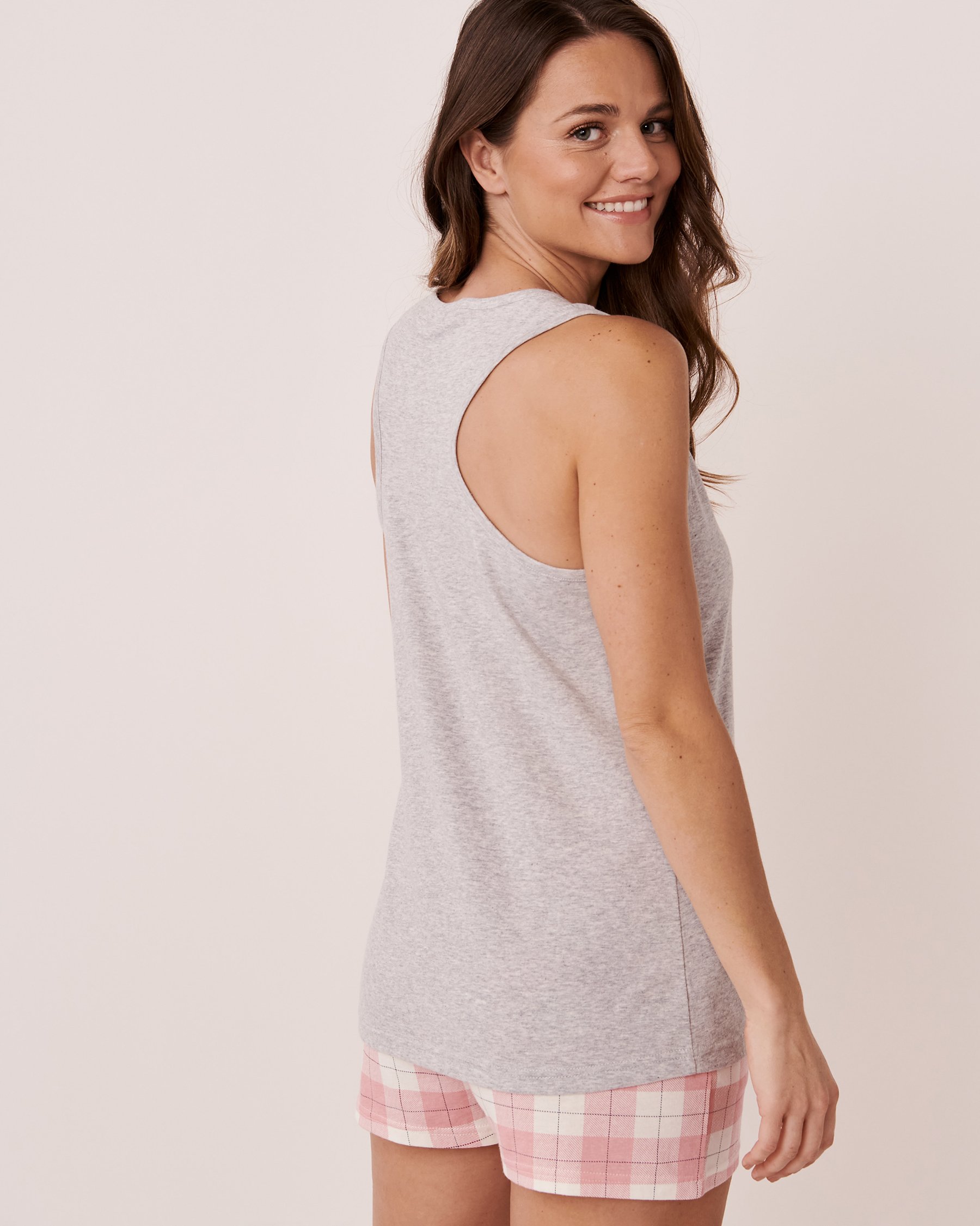 LA VIE EN ROSE Camisole dos nageur en coton Gris confo 40100403 - View2