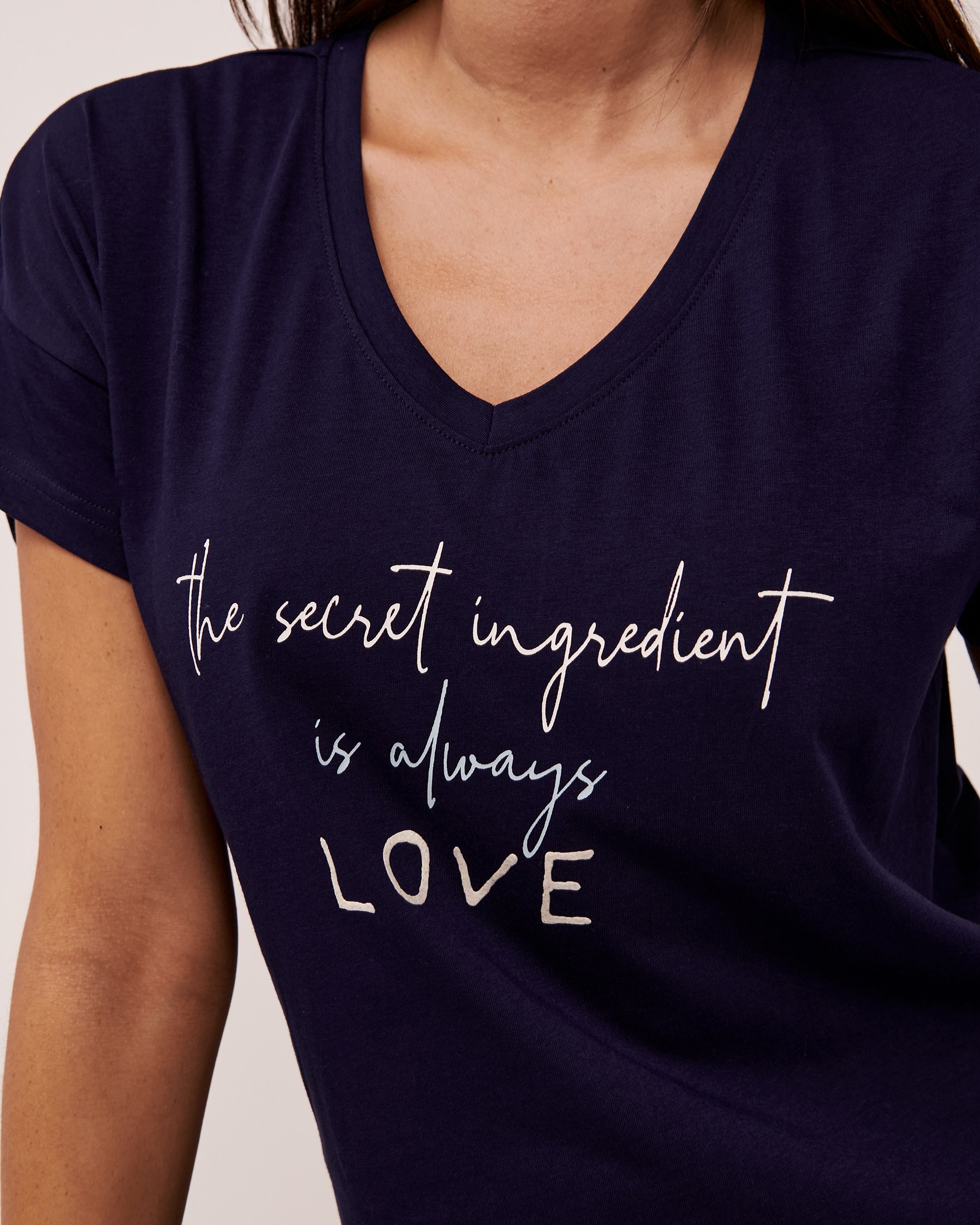 LA VIE EN ROSE Cotton Short Sleeve Sleepshirt Midnight blue 40500244 - View2