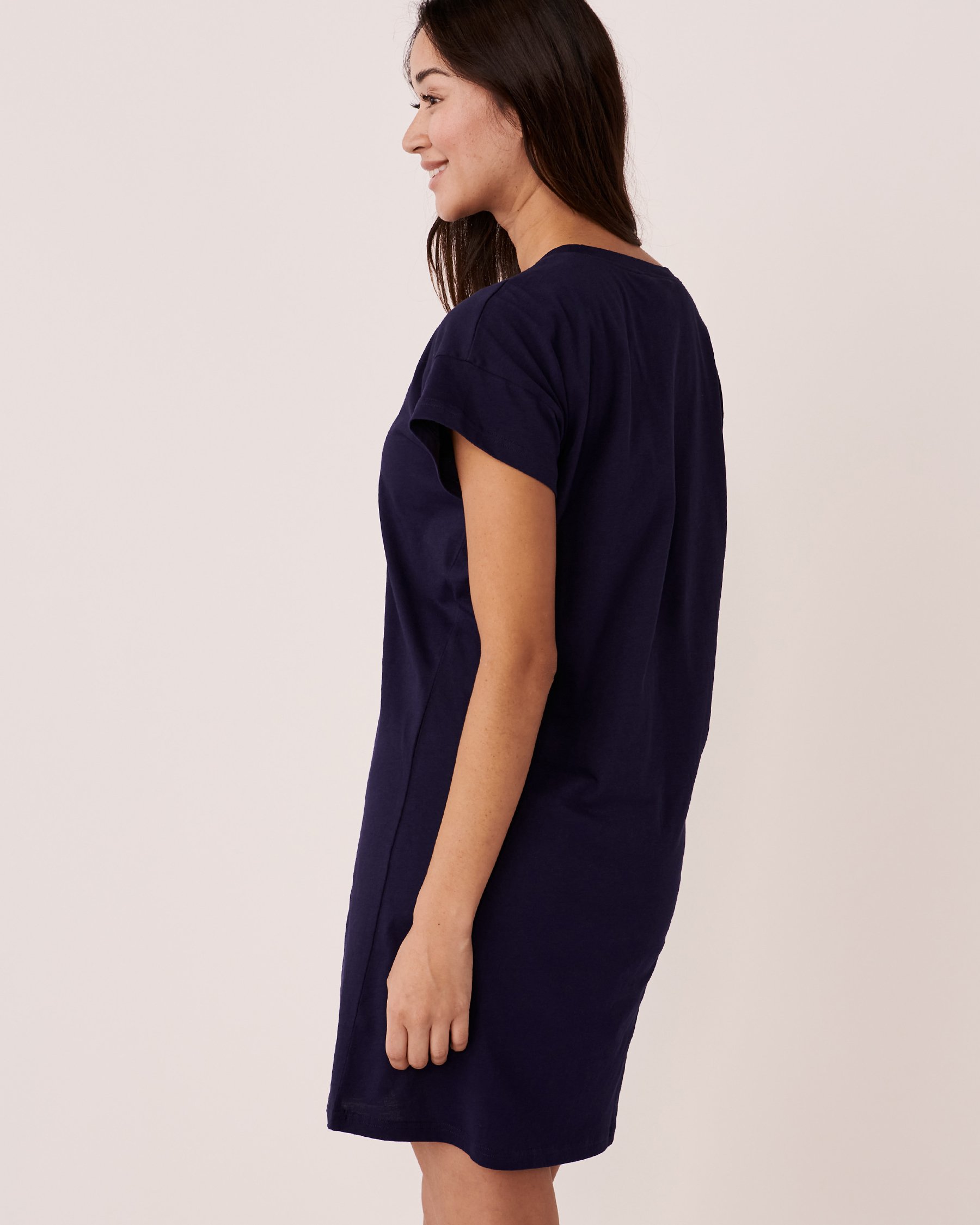 LA VIE EN ROSE Cotton Short Sleeve Sleepshirt Midnight blue 40500244 - View3