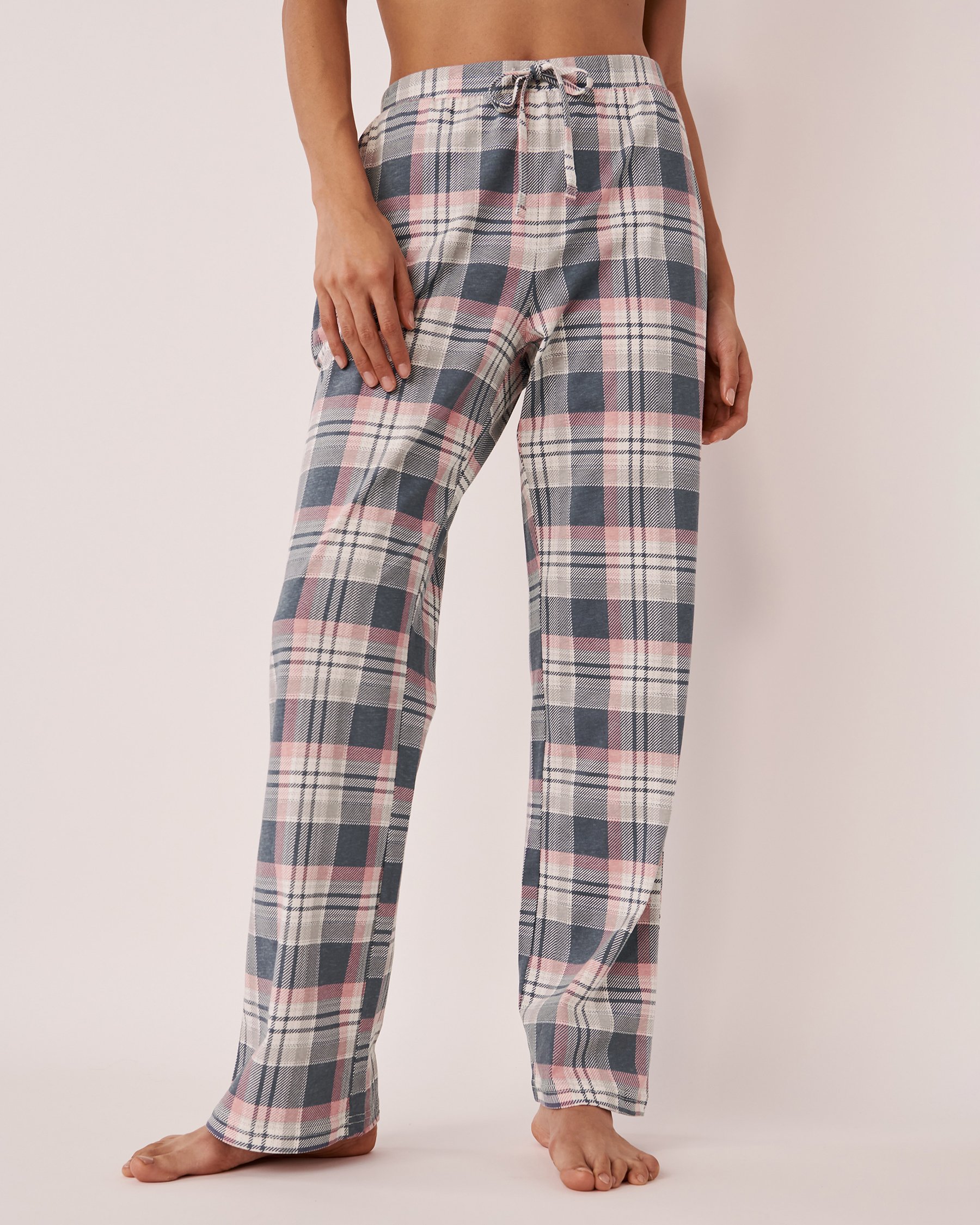 LA VIE EN ROSE Pantalon jambe droite en coton Carreaux bleus 40200395 - View3