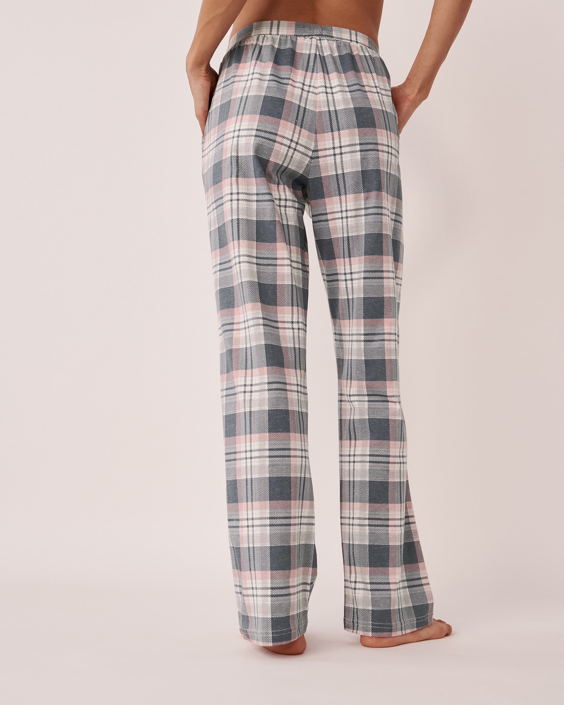 LA VIE EN ROSE Pantalon jambe droite en coton Carreaux bleus 40200395 - View4