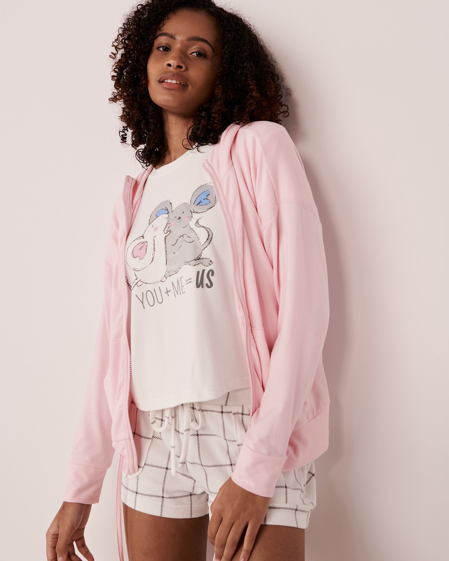 LA VIE EN ROSE Recycled Fibers Hooded Zip-up Shirt Ballerina pink 40600123 - View3