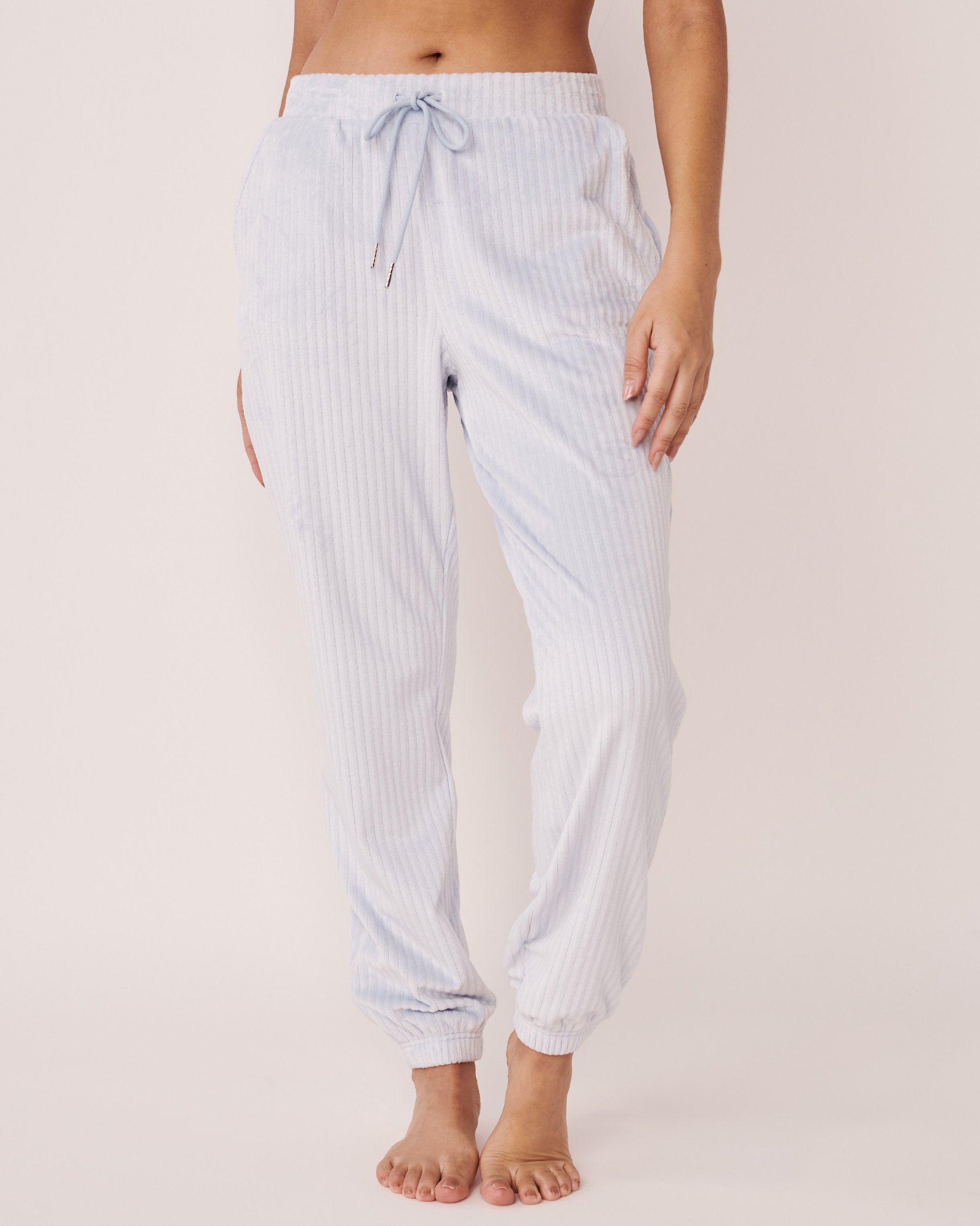 LA VIE EN ROSE Ribbed Velour Jogger Pants Blue sky 40200382 - View1